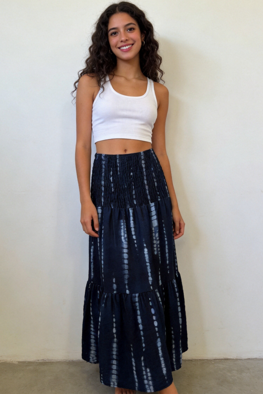 Falda Midi Mujer Tie Dye Viscosa Fluida Cintura Elástica | Armonias Teen