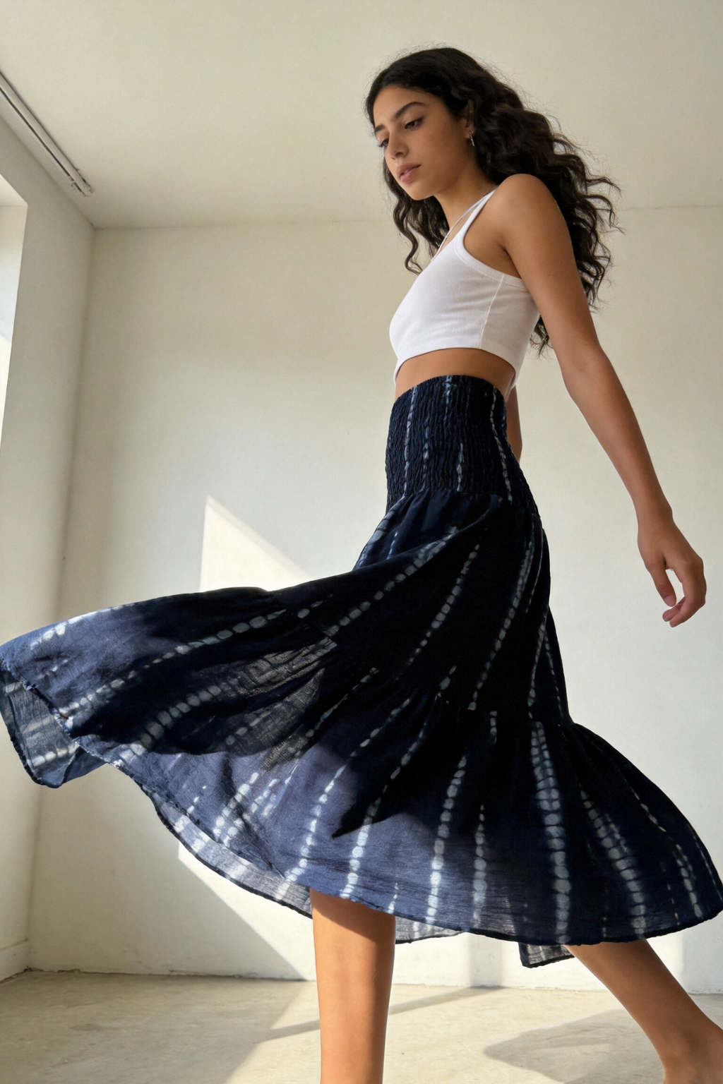 Falda Midi Mujer Tie Dye Viscosa Fluida Cintura Elástica | Armonias Teen