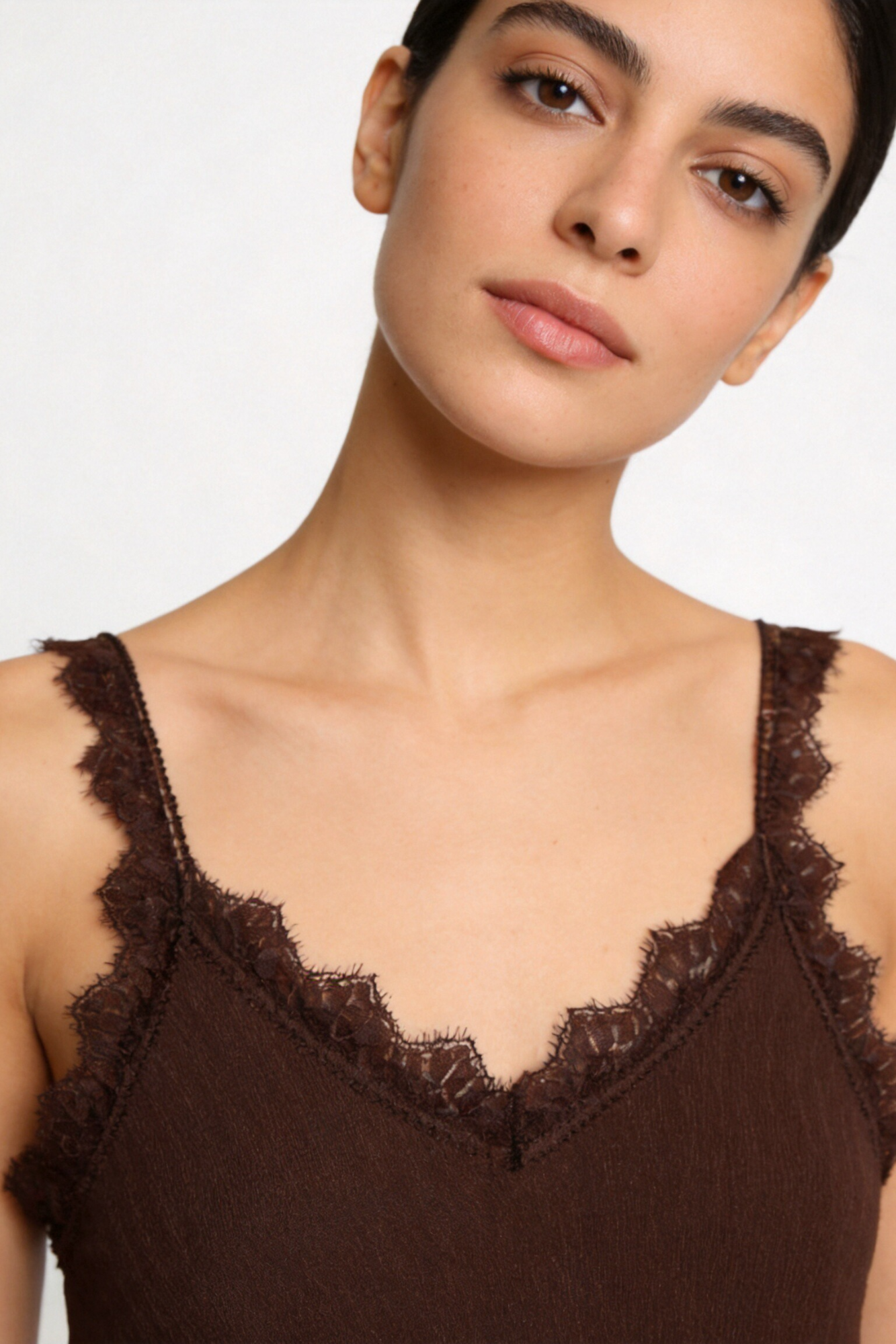Vestido Largo Mujer Encaje Viscosa Escote Pico con Tirantes | Armonias