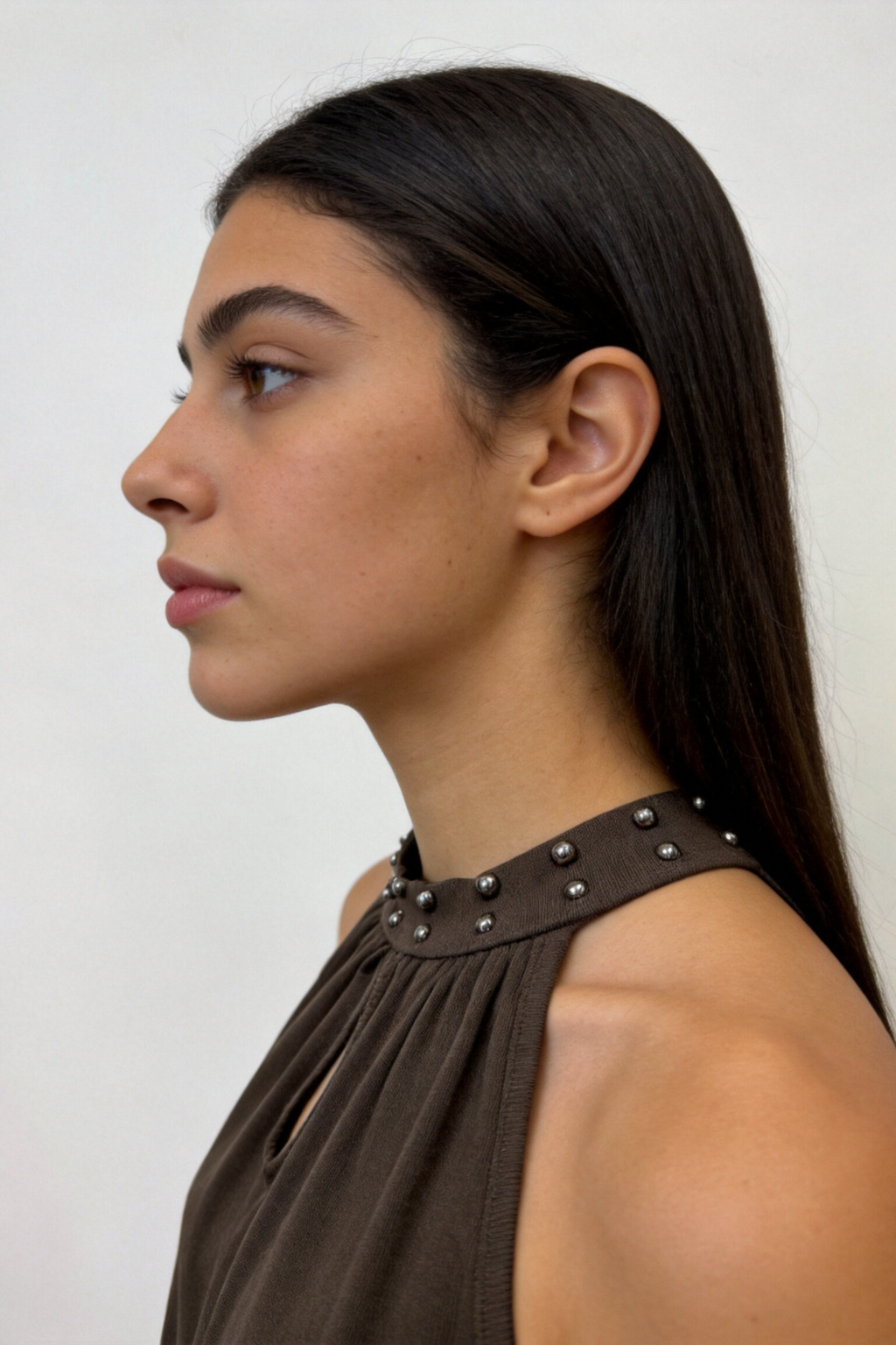 Top Mujer Algodón Cuello Halter con Tachuelas Frontales y Botones | Armonias Teen