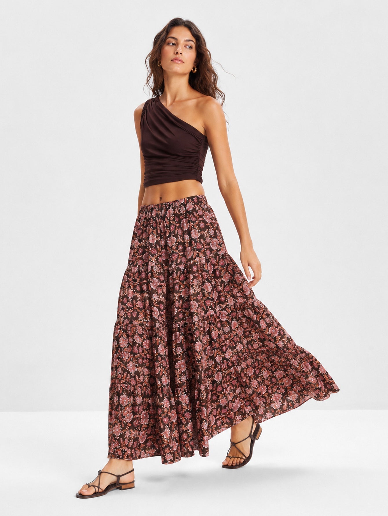 Falda Mujer Algodón 100% Fluida Estampado Flores Cintura Elástica | Armonias Teen