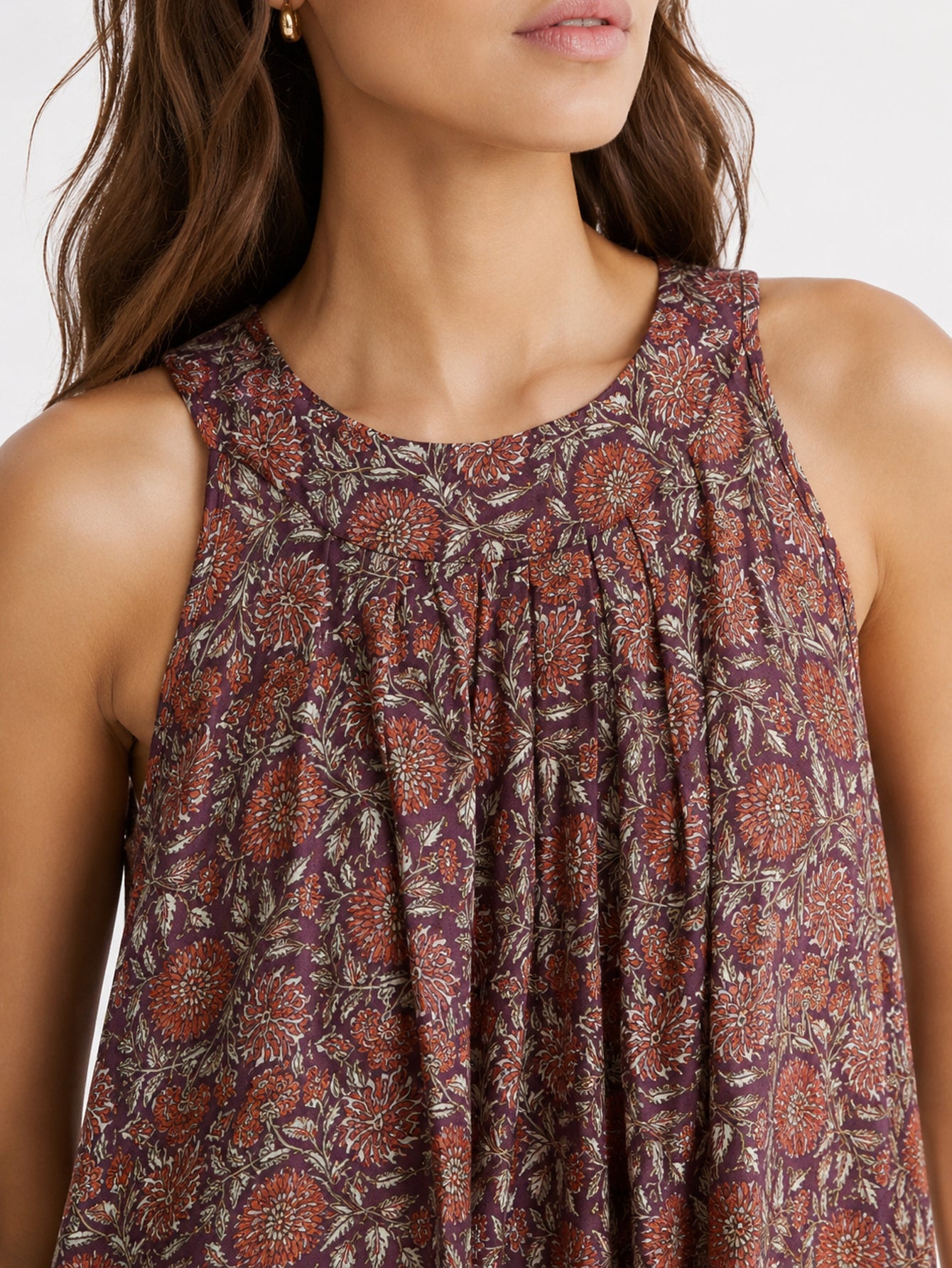Top Corto Mujer Viscosa Cuello Halter con Botones Estampado | Armonias Teen