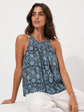 Top Corto Mujer Viscosa Cuello Halter con Botones Estampado | Armonias Teen
