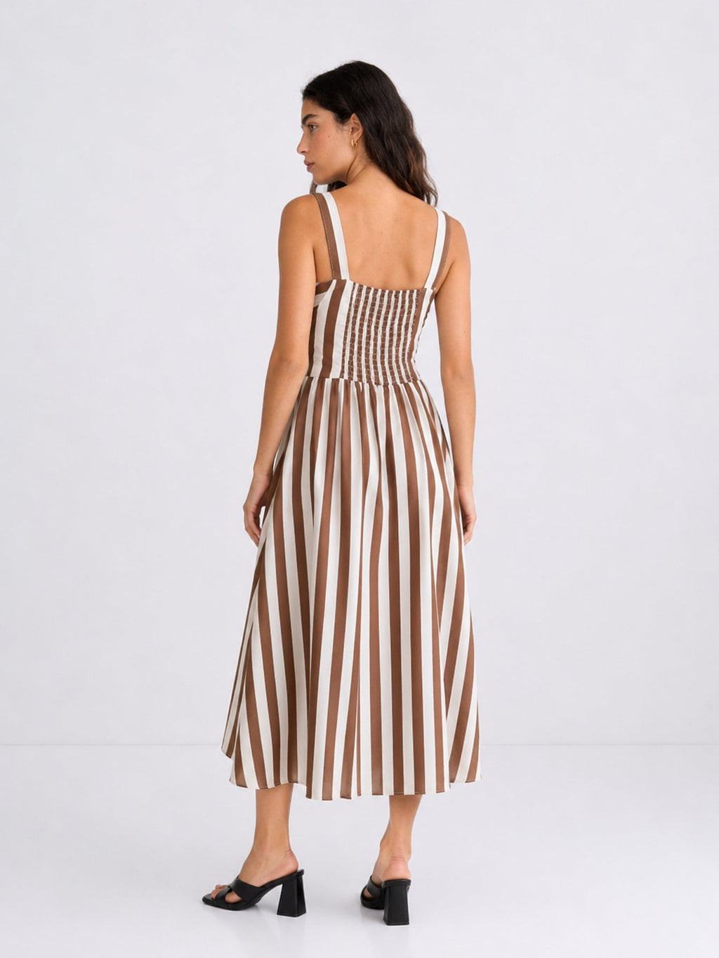 Vestido Midi Mujer Algodón 100% Tirantes Anchos Escote Recto Estampado Rayas | Armonias Teen