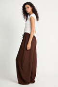 Pantalón Mujer Tiro Alto Viscosa Fluido Cintura Elástica con Lazada | Armonias