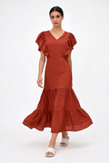 Vestido Mujer Viscosa Fluido Manga Corta Escote Pico Cintura Elástica | Armonias
