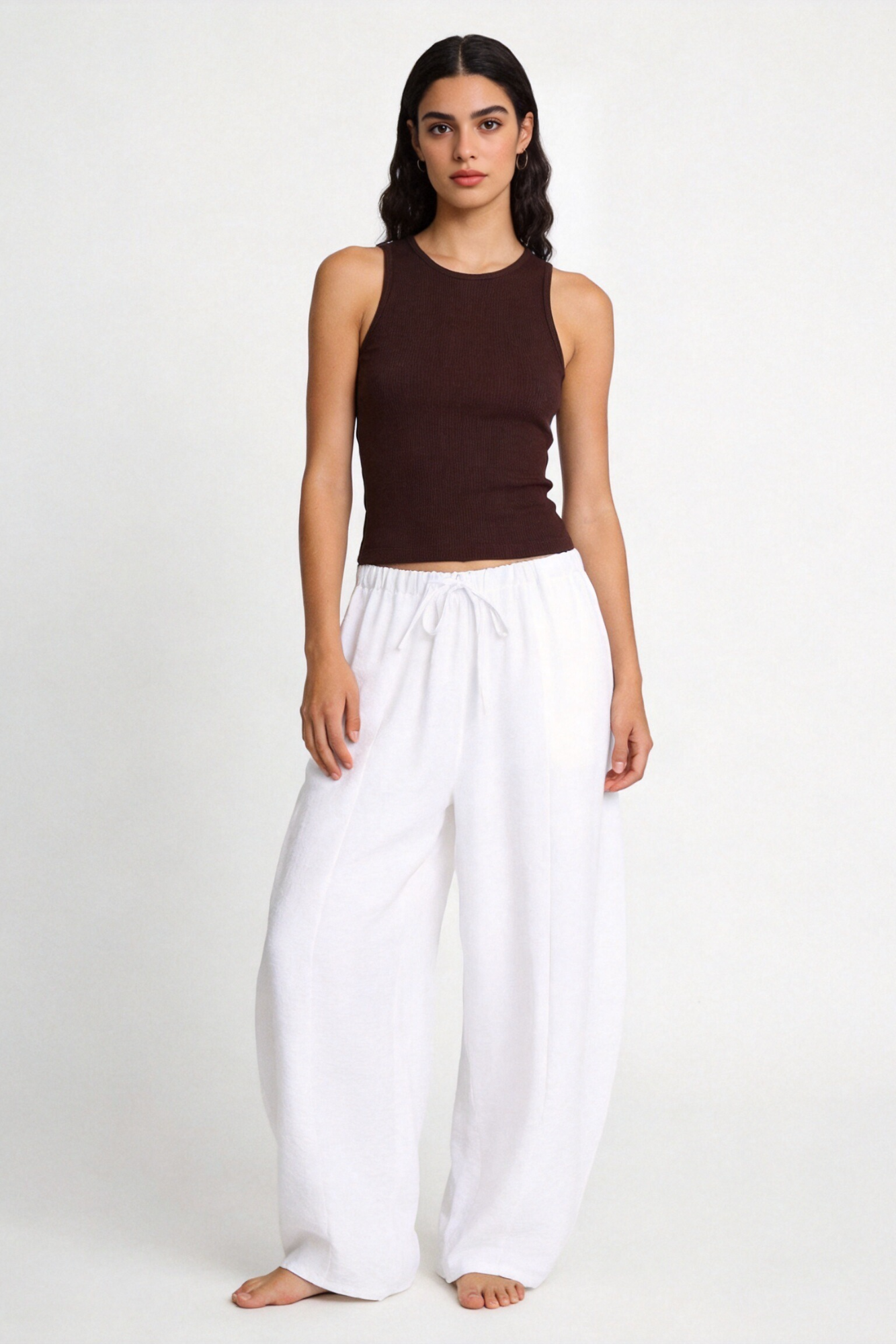 Pantalón Mujer Tiro Alto Viscosa Fluido Cintura Elástica con Lazada | Armonias