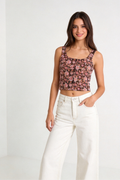 Top Corto Mujer Algodón 100% Tirantes Anchos con Botones Escote Redondo | Armonias Teen