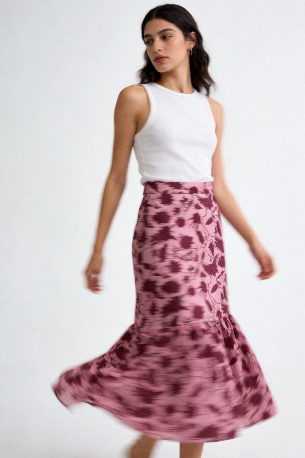 Falda Midi Mujer Viscosa Fluida Estampado Flores Cintura Elástica | Armonias Teen