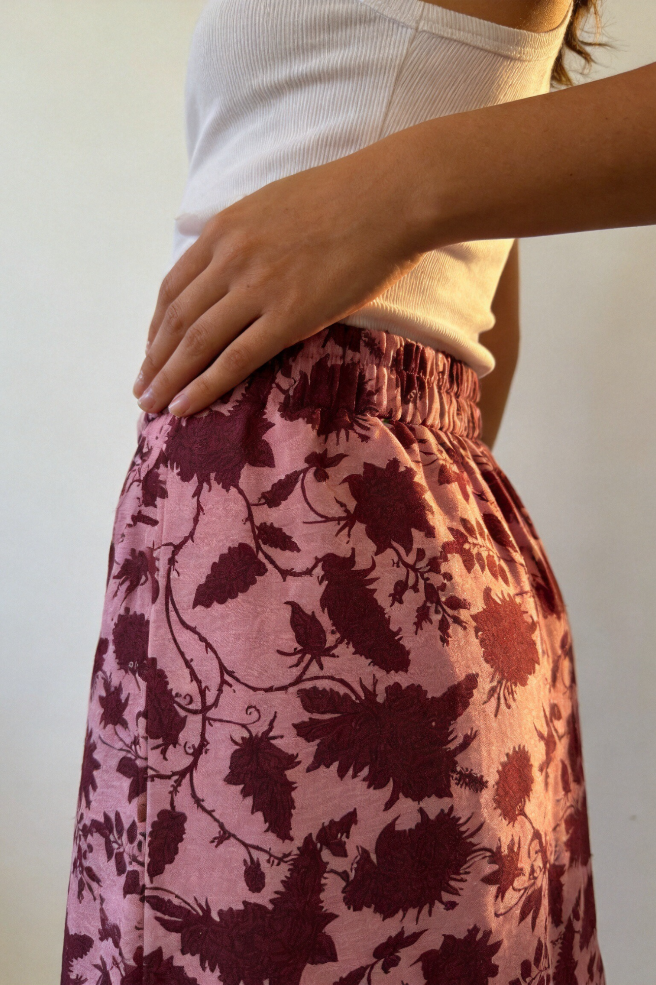 Falda Midi Mujer Viscosa Fluida Estampado Flores Cintura Elástica | Armonias Teen