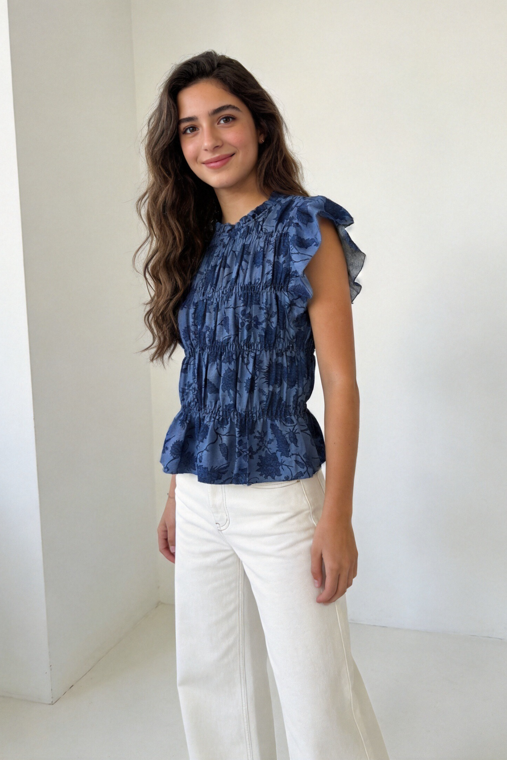 Top Mujer Viscosa Fluido Sin Mangas Estampado Floral Cuello Redondo | Armonias Teen