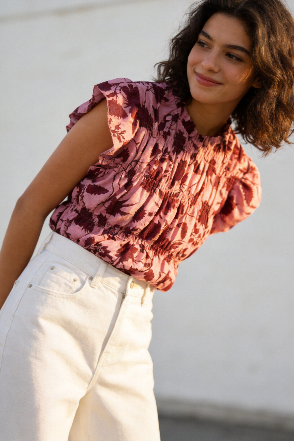 Top Mujer Viscosa Fluido Sin Mangas Estampado Floral Cuello Redondo | Armonias Teen
