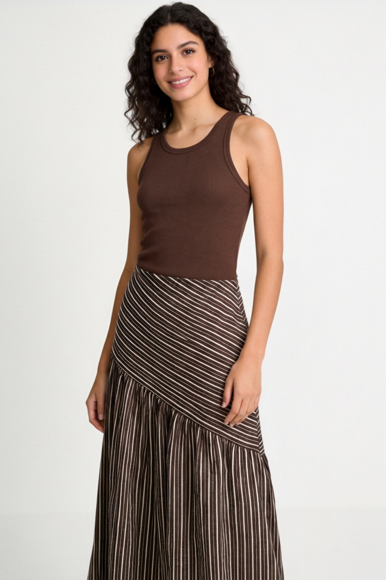 Falda Midi Mujer Algodón Estampado Rayas Cintura Elástica | Armonias Teen