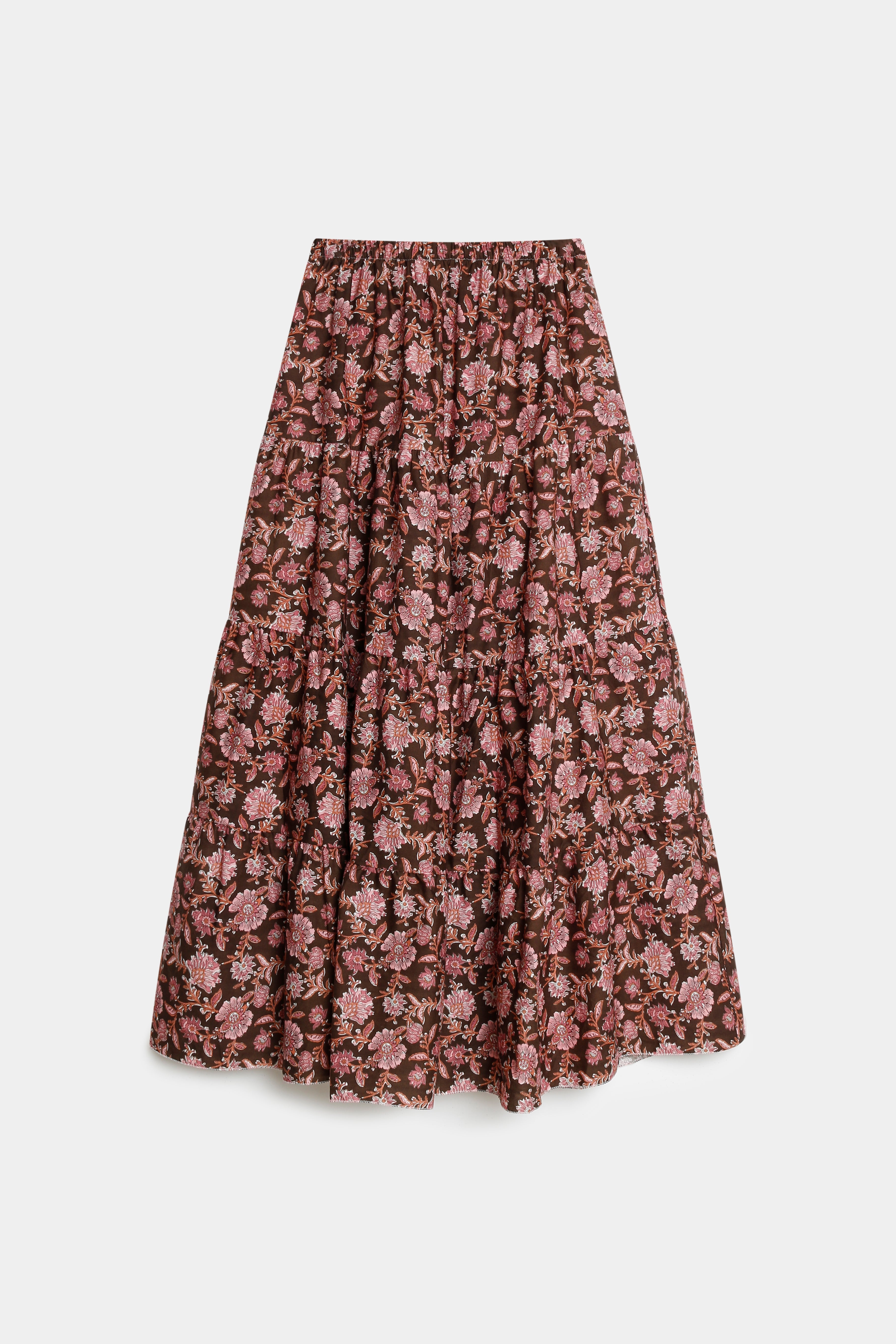 Falda Mujer Algodón 100% Fluida Estampado Flores Cintura Elástica | Armonias Teen