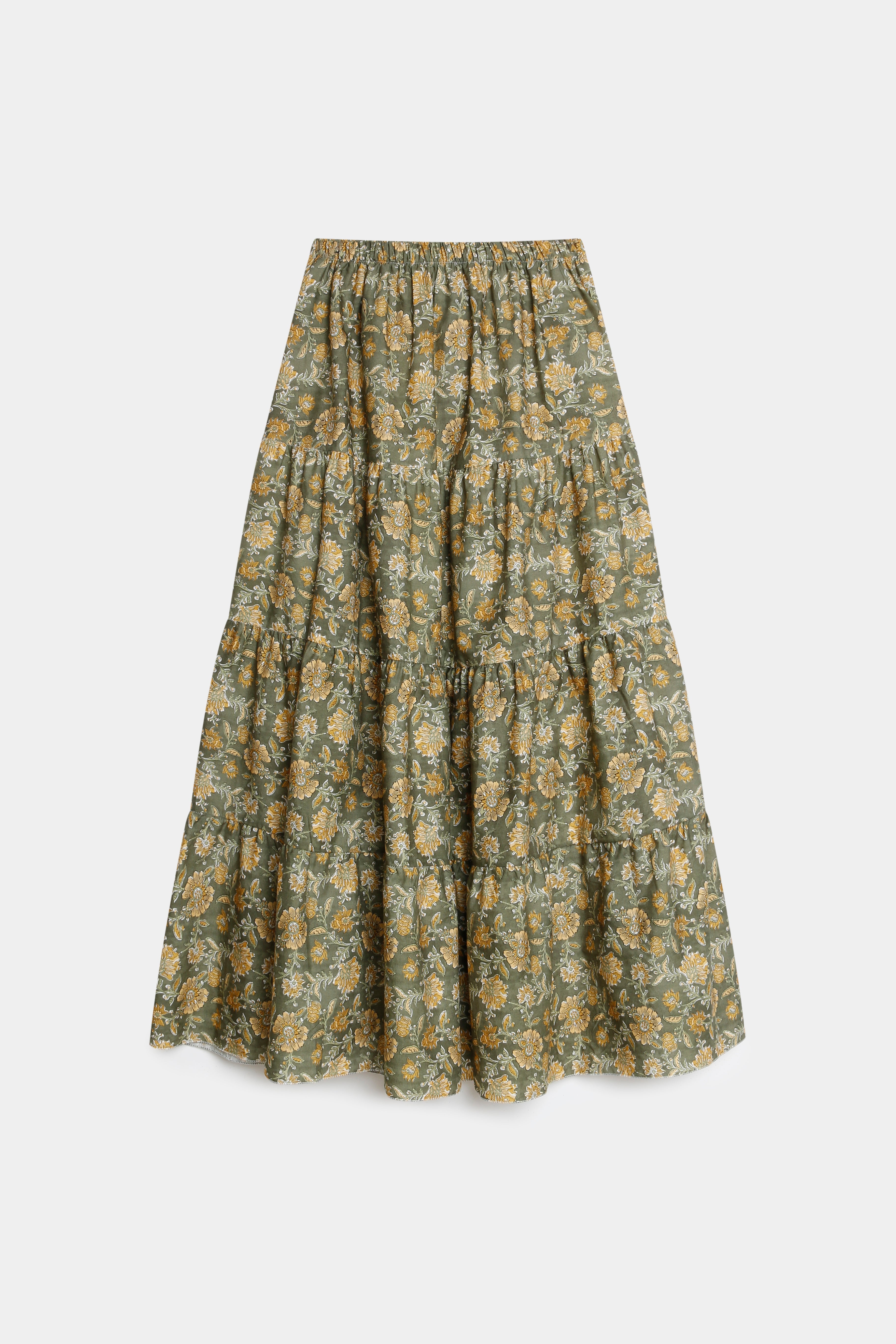 Falda Mujer Algodón 100% Fluida Estampado Flores Cintura Elástica | Armonias Teen