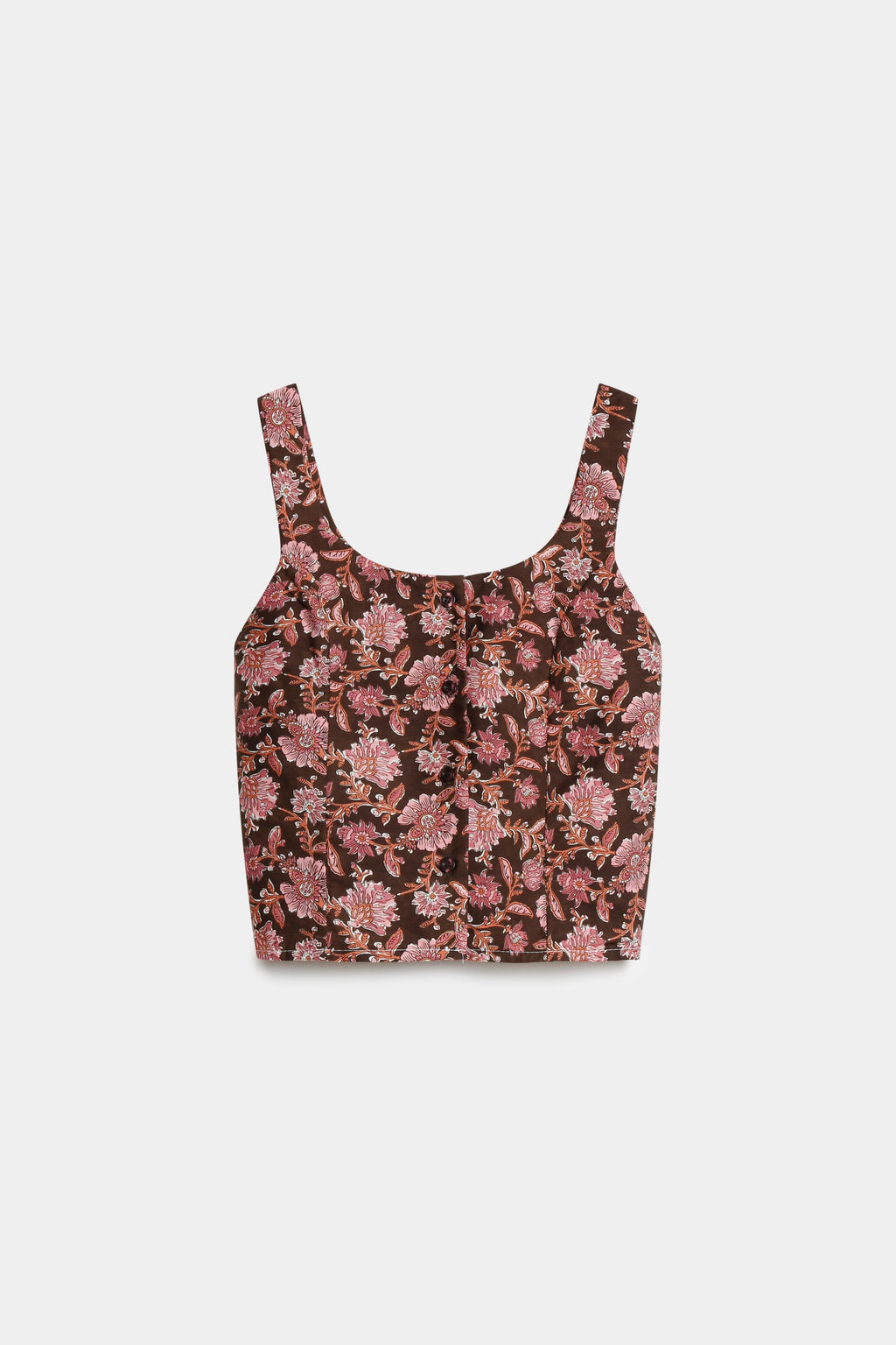 Top Corto Mujer Algodón 100% Tirantes Anchos con Botones Escote Redondo | Armonias Teen