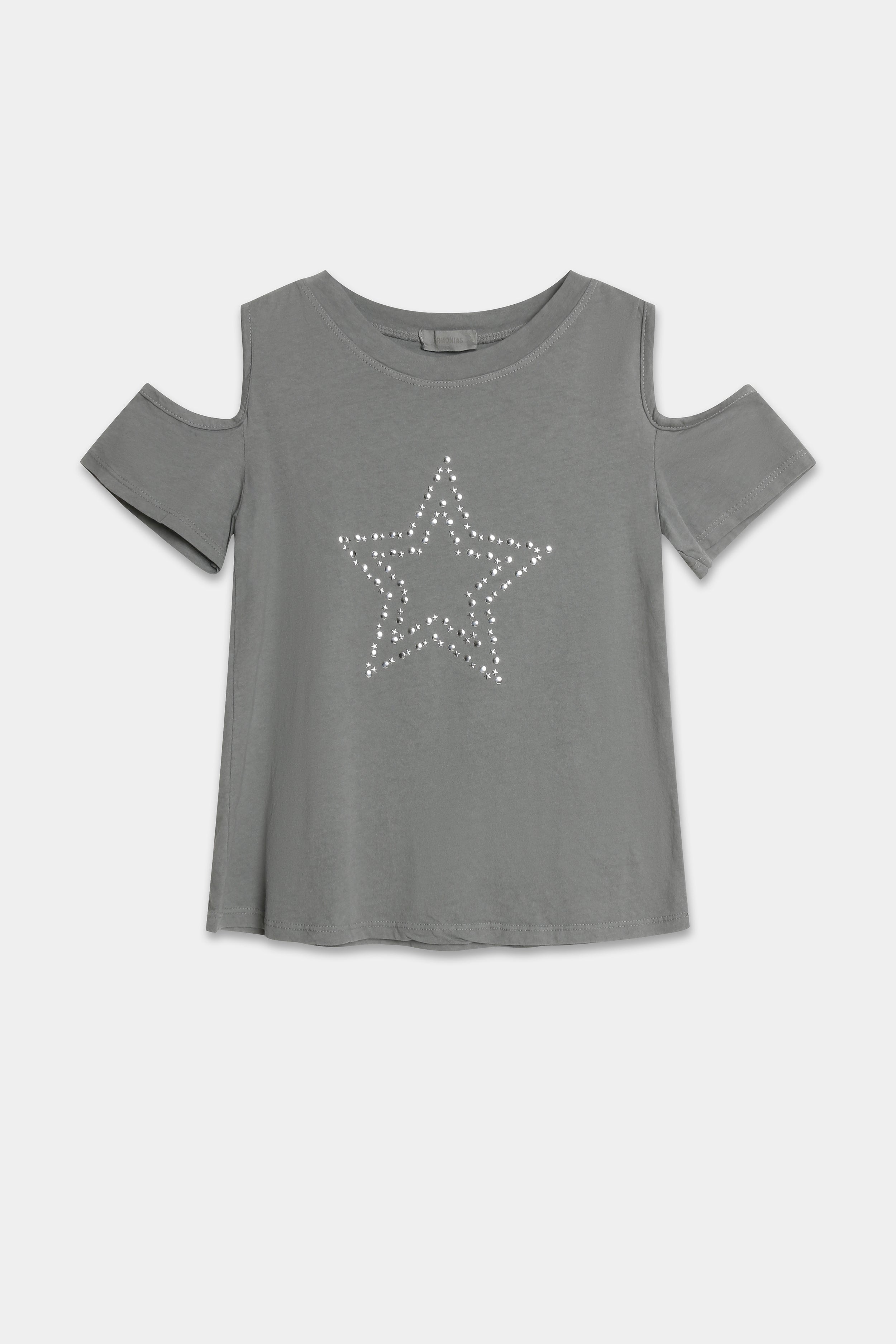 Camiseta Mujer Algodón Manga Corta Hombros Descubiertos con Estrella | Armonias Teen