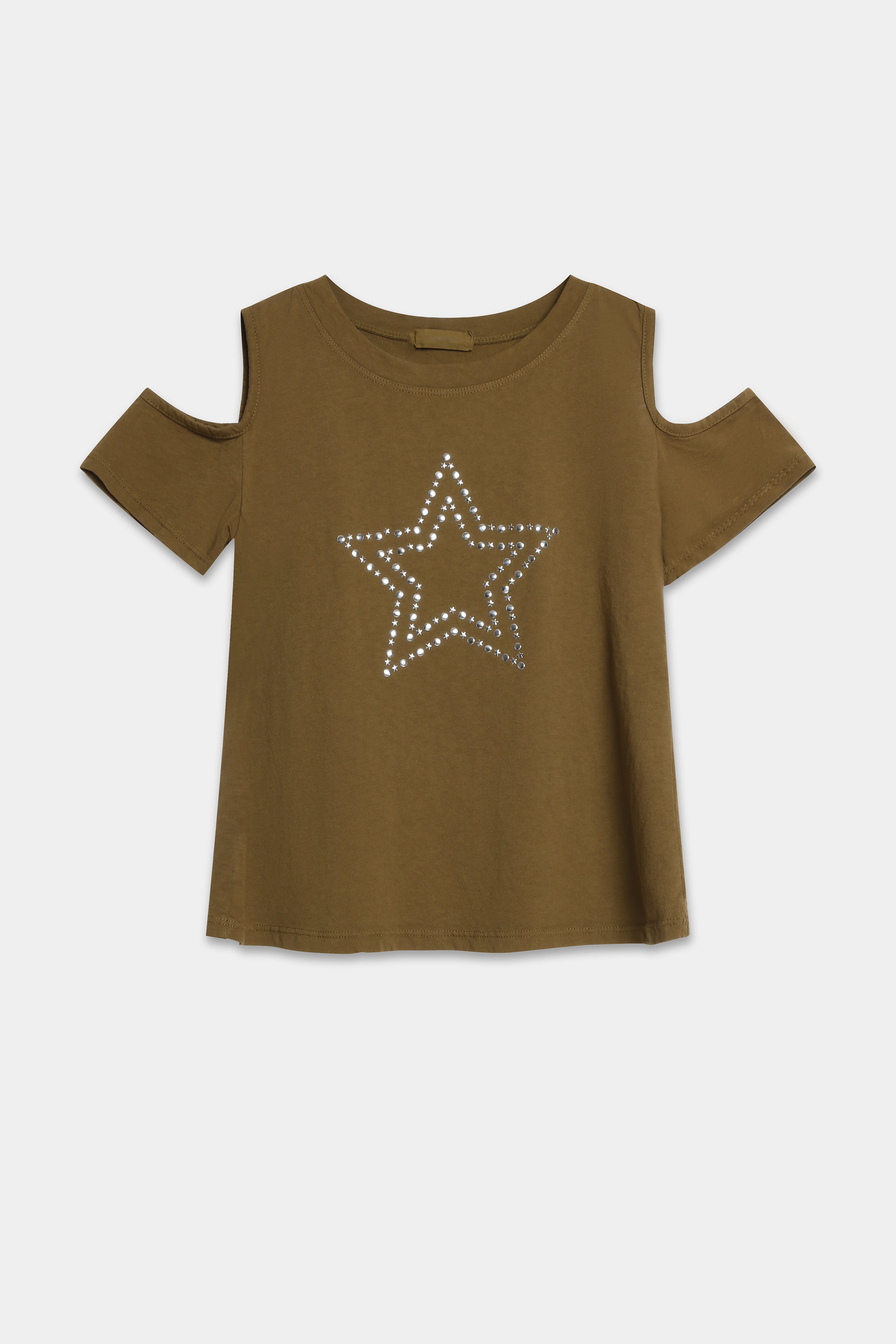Camiseta Mujer Algodón Manga Corta Hombros Descubiertos con Estrella | Armonias Teen