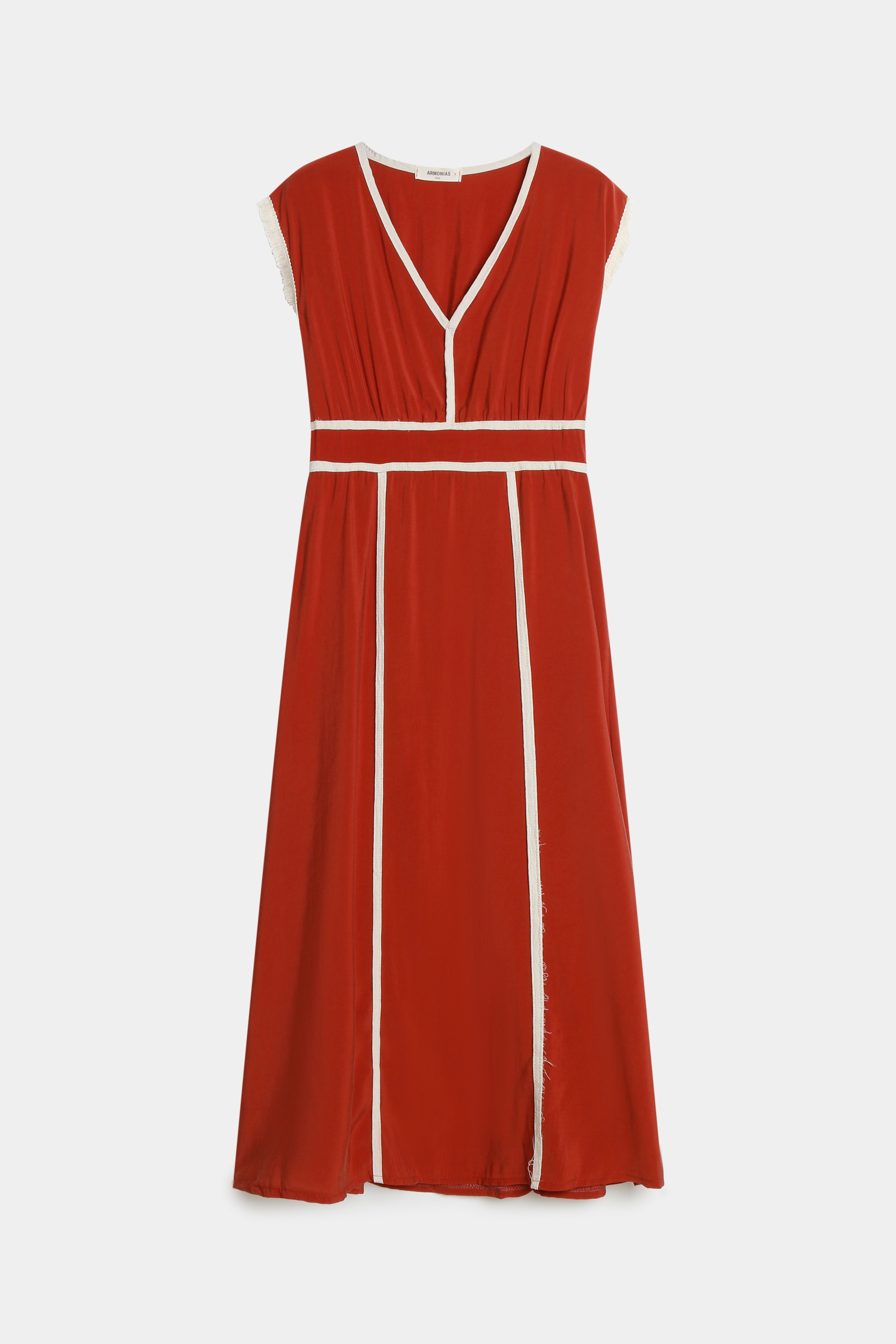 Vestido Midi Mujer Viscosa Fluido Escote Pico Cintura Elástica | Armonias Teen