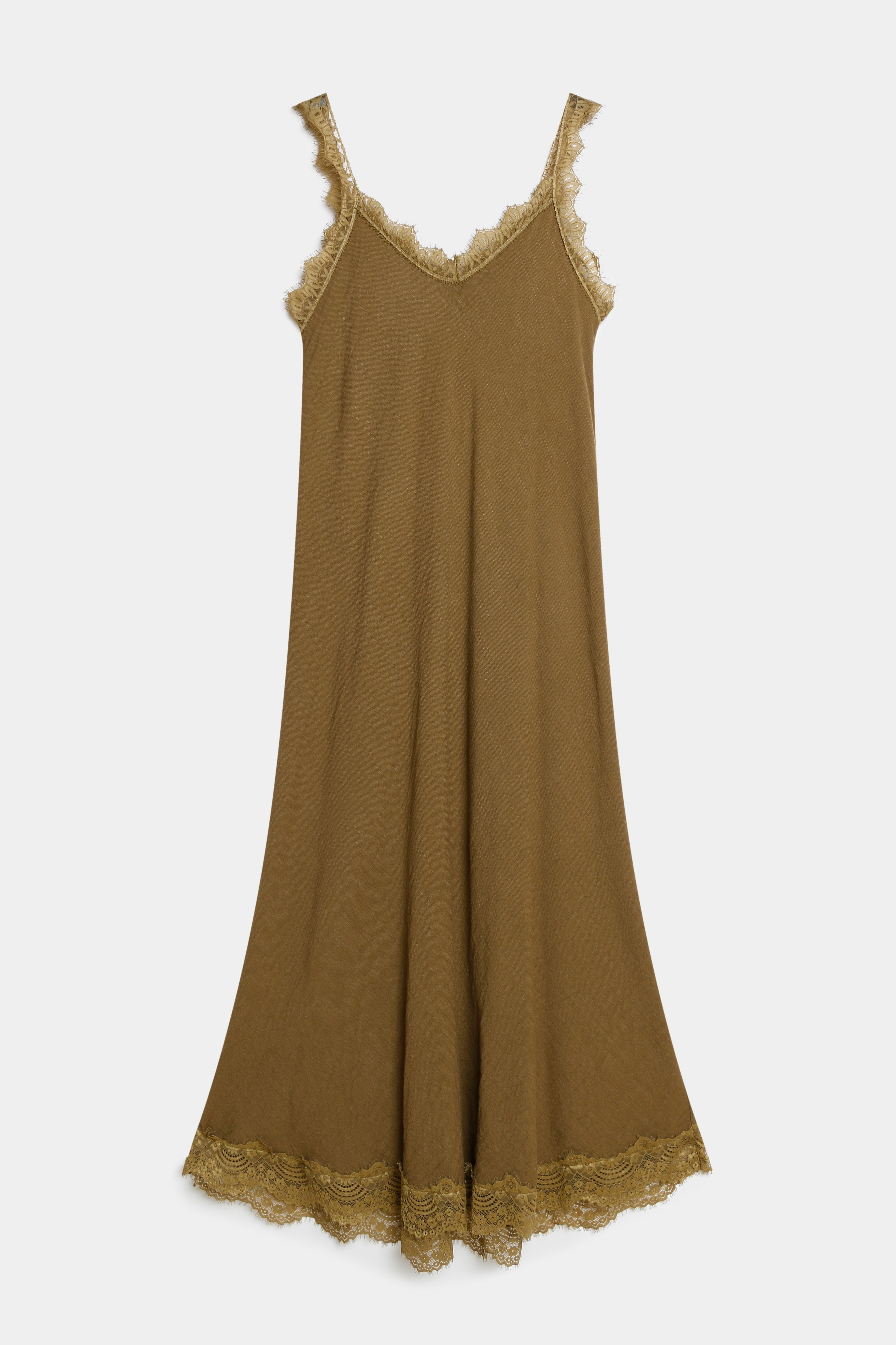 Vestido Largo Mujer Encaje Viscosa Escote Pico con Tirantes | Armonias