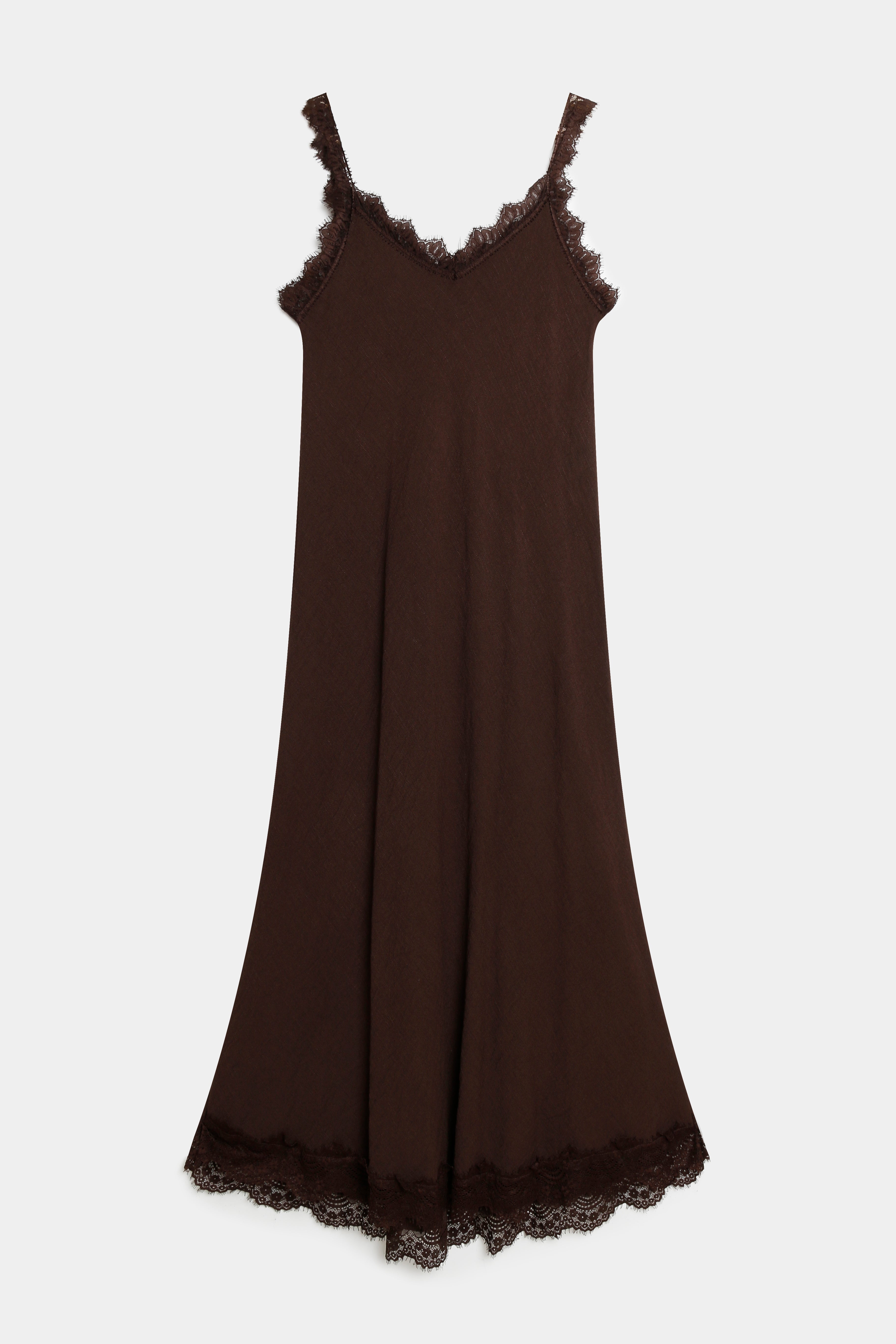Vestido Largo Mujer Encaje Viscosa Escote Pico con Tirantes | Armonias