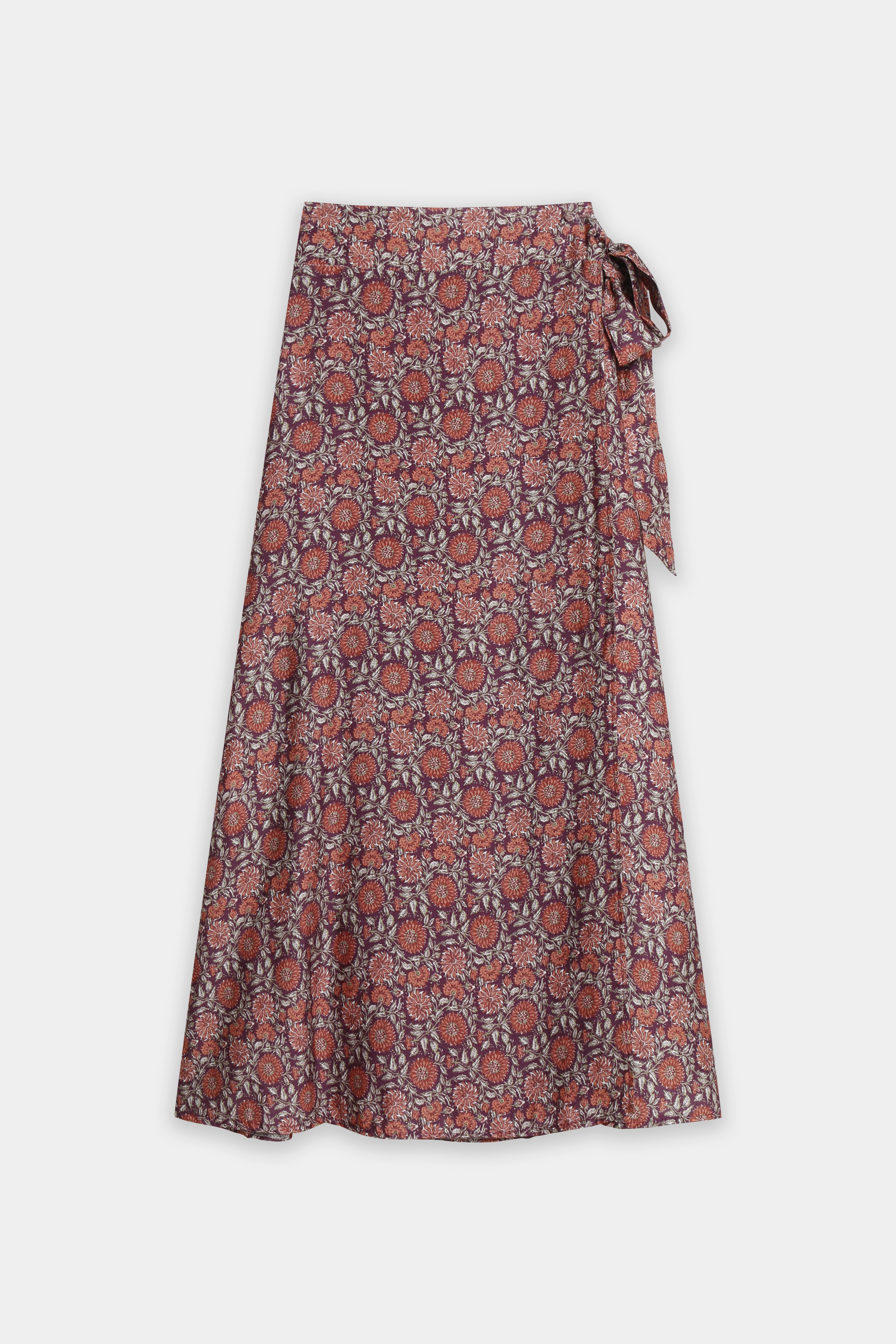Falda Midi Mujer Cruzada Viscosa Estampada con Lazada Lateral | Armonias Teen