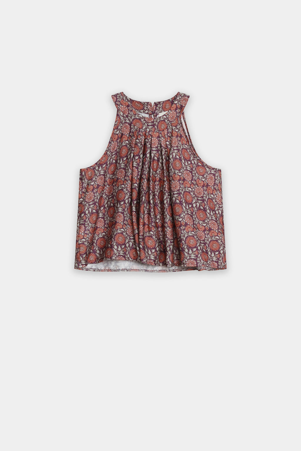 Top Corto Mujer Viscosa Cuello Halter con Botones Estampado | Armonias Teen