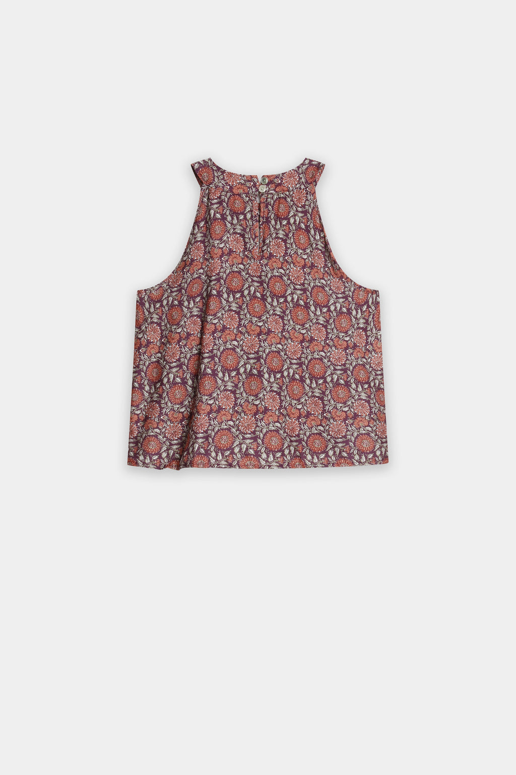Top Corto Mujer Viscosa Cuello Halter con Botones Estampado | Armonias Teen
