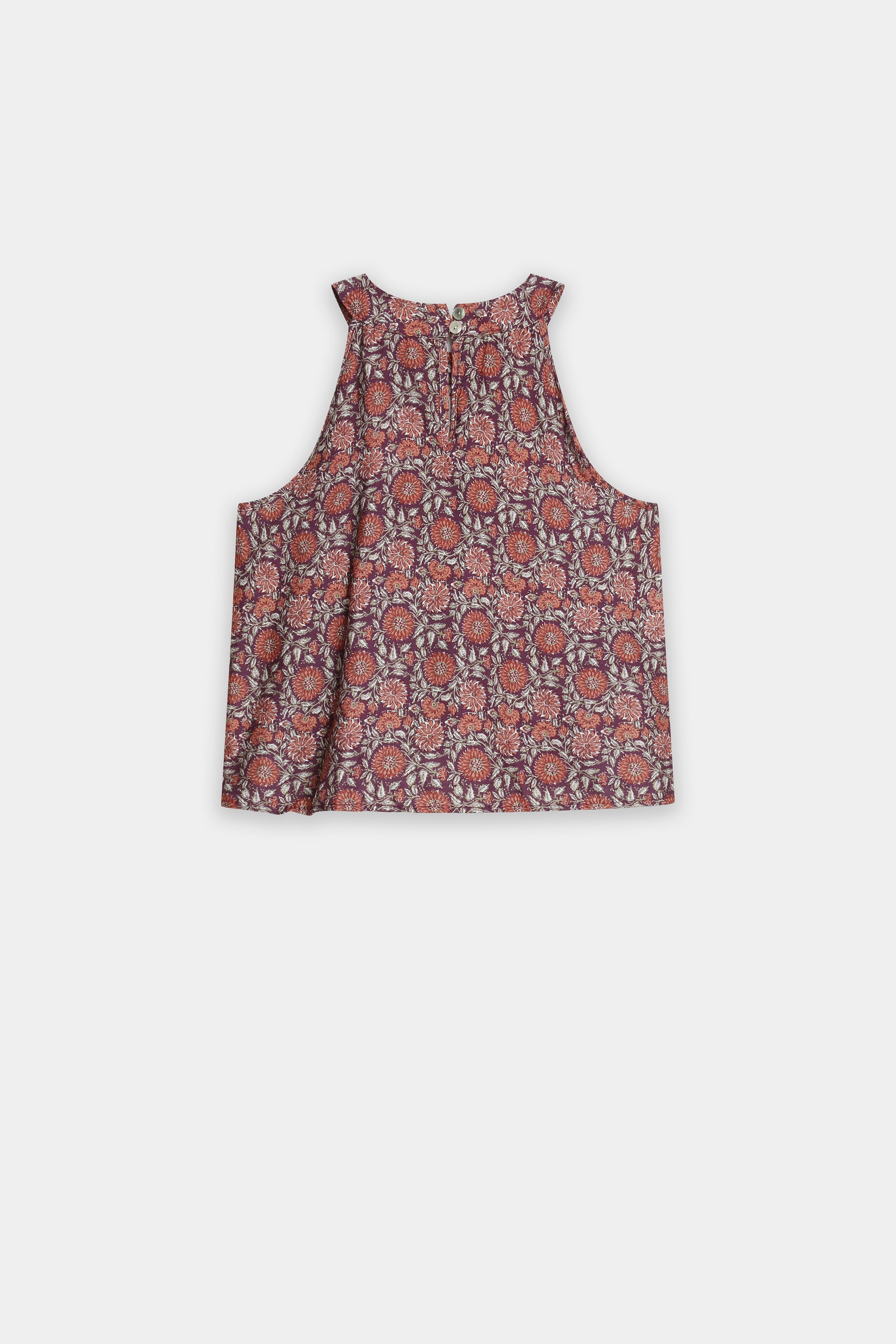 Top Corto Mujer Viscosa Cuello Halter con Botones Estampado | Armonias Teen