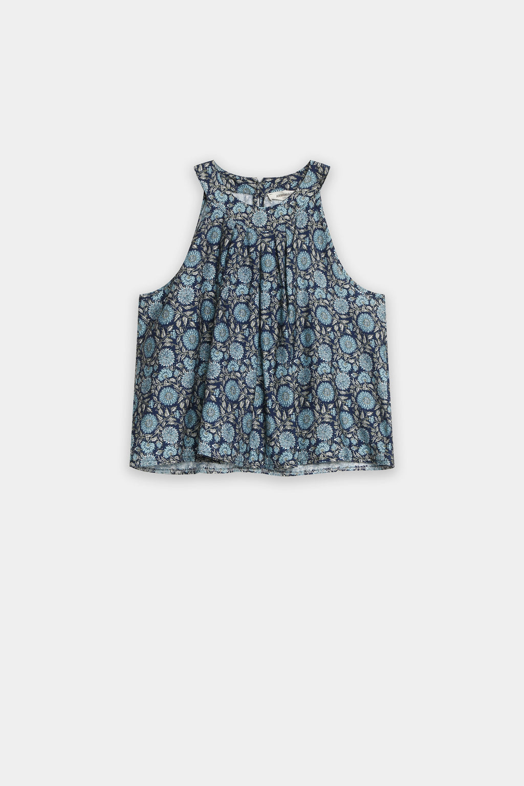 Top Corto Mujer Viscosa Cuello Halter con Botones Estampado | Armonias Teen