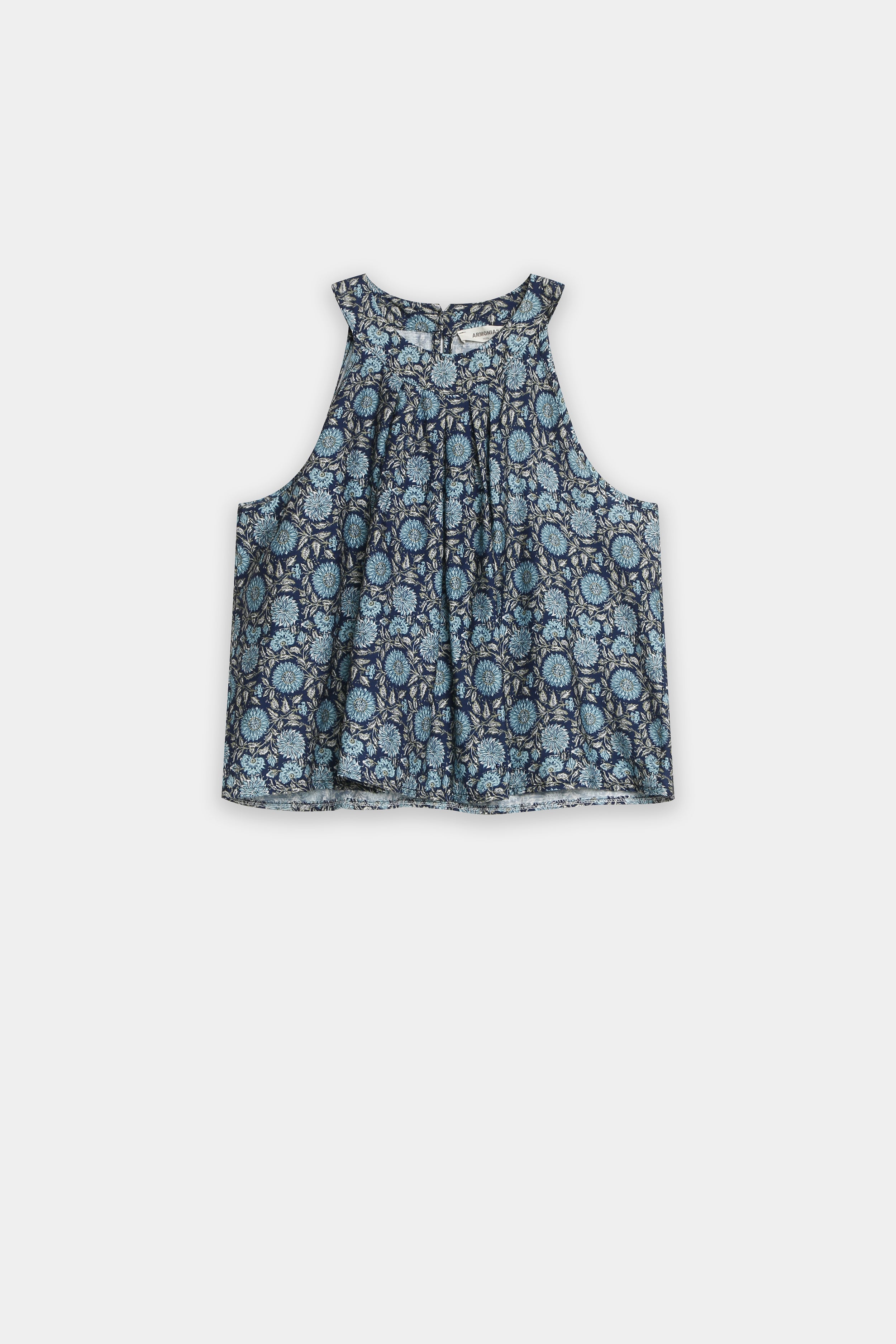 Top Corto Mujer Viscosa Cuello Halter con Botones Estampado | Armonias Teen