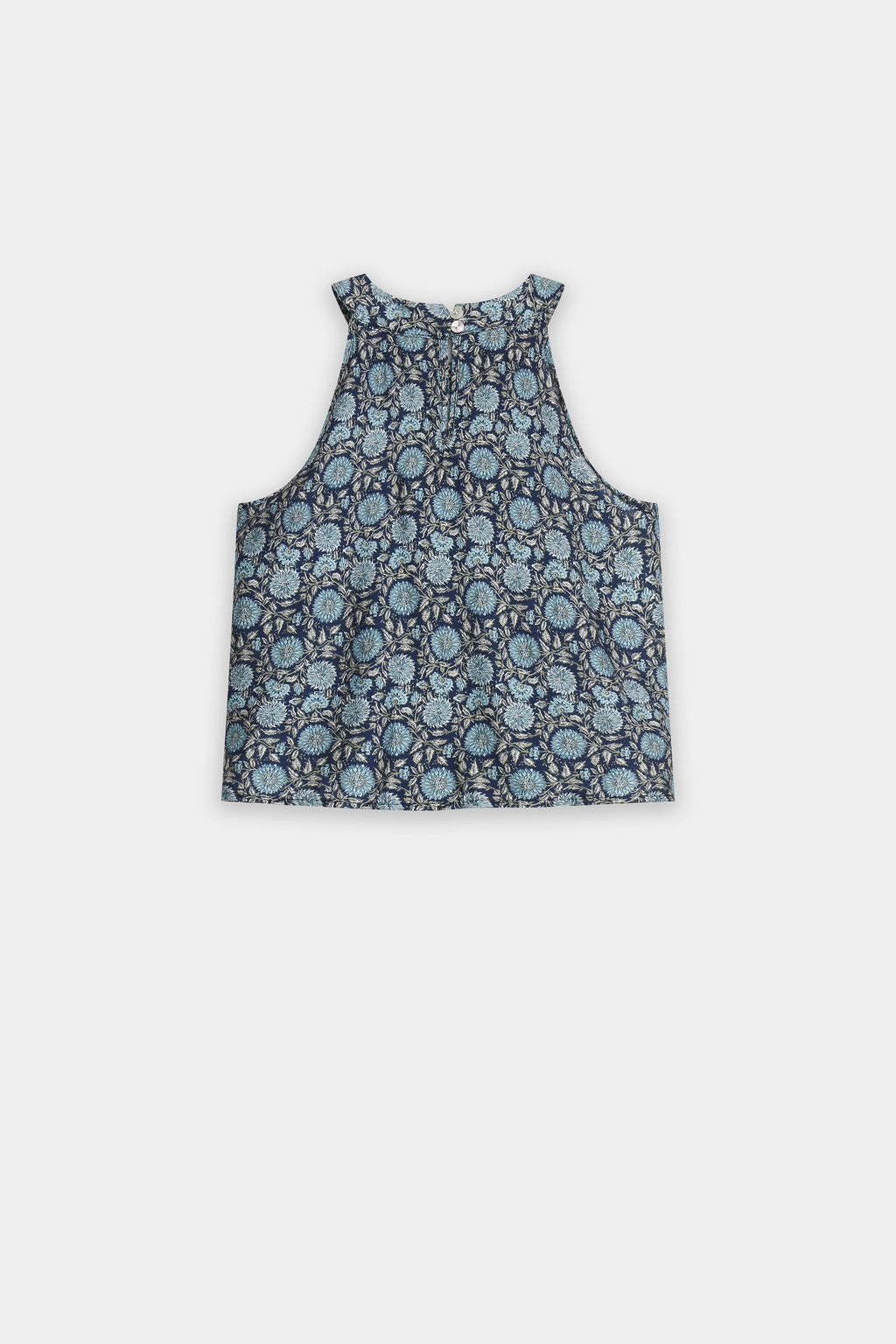 Top Corto Mujer Viscosa Cuello Halter con Botones Estampado | Armonias Teen