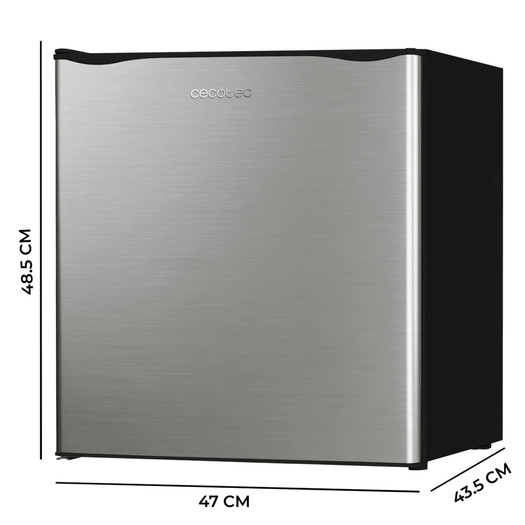 Mini Frigorífico Inox GrandCooler 20000 SilentCompress 46L con Congelador Puerta Reversible y Clase Energética E de Cecotec