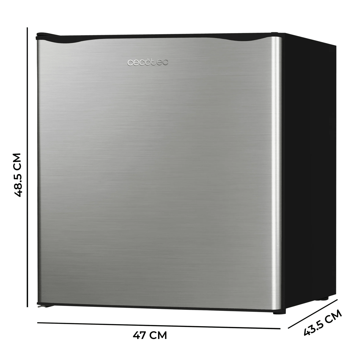 Mini Frigorífico Inox GrandCooler 20000 SilentCompress 46L con Congelador Puerta Reversible y Clase Energética E de Cecotec