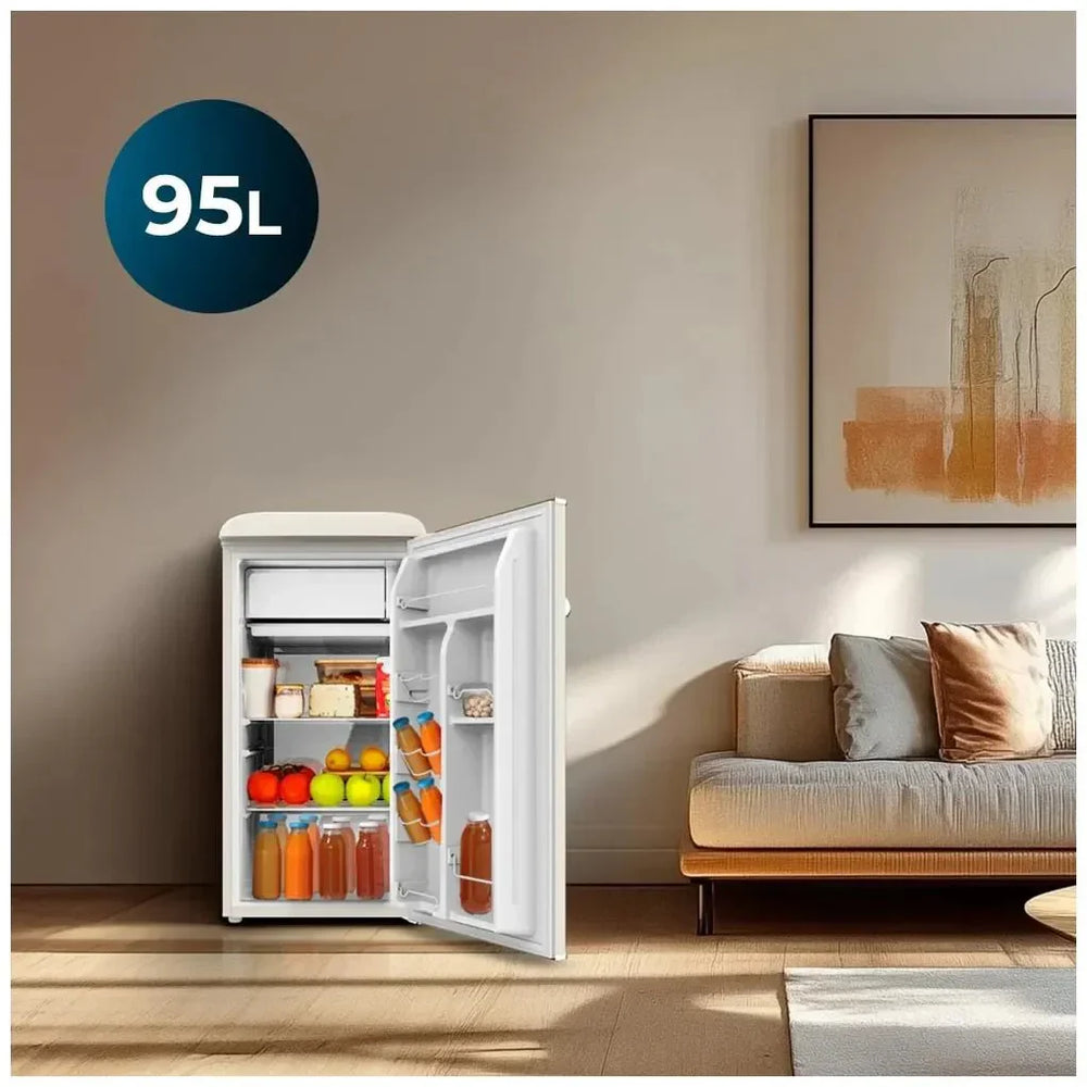 Mini Frigorífico Retro Beige 95L con Icebox y Clase Energética E de Cecotec