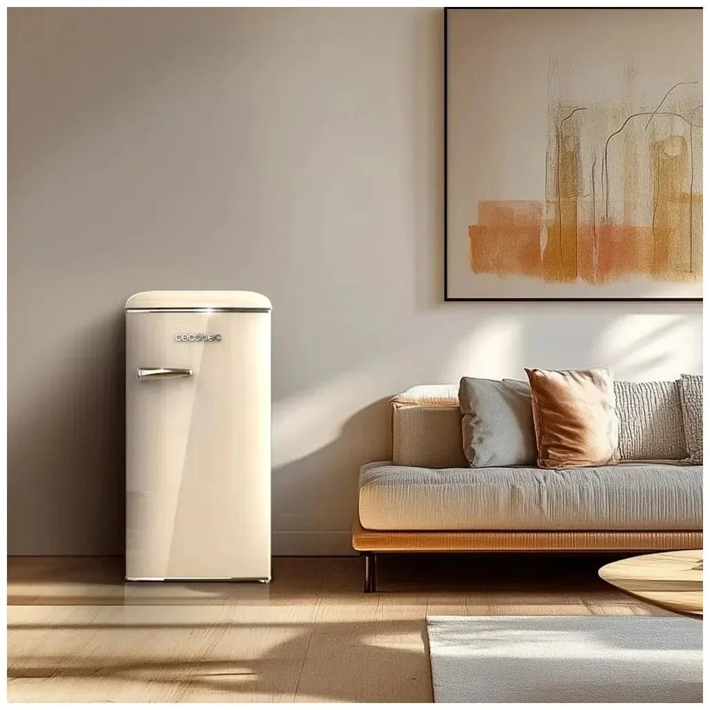 Mini Frigorífico Retro Beige 95L con Icebox y Clase Energética E de Cecotec