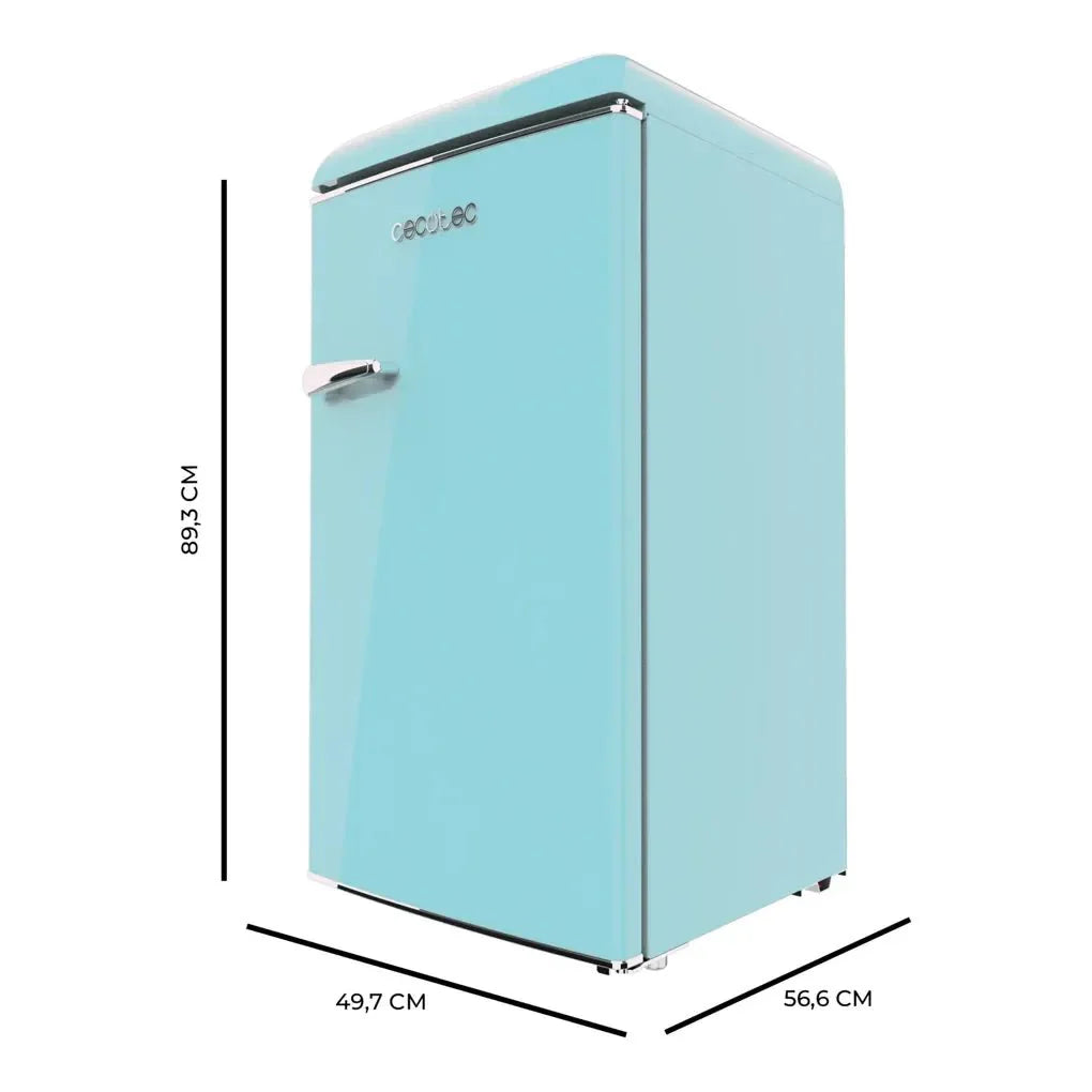 Mini Frigorífico Retro Azul 95L con Icebox y Diseño Vintage Eficiente de Cecotec