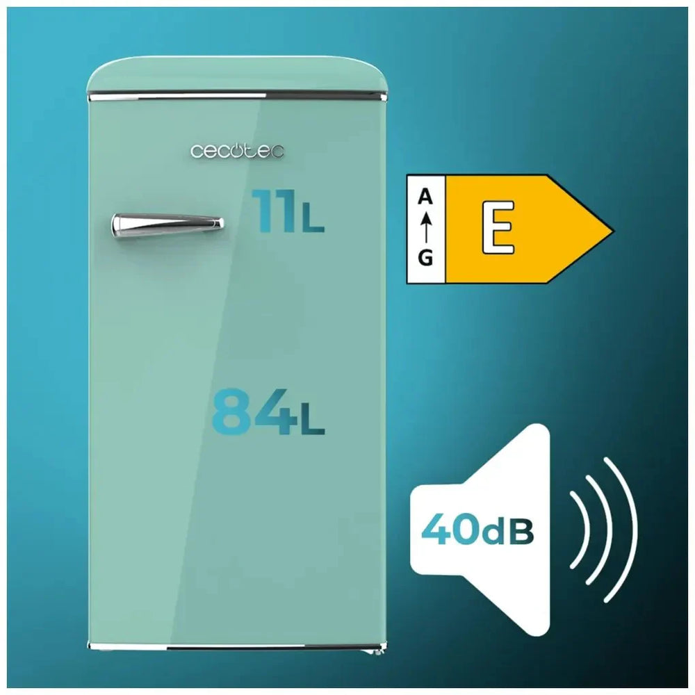 Mini Frigorífico Retro Verde 95L con Icebox y Clase Energética E de Cecotec