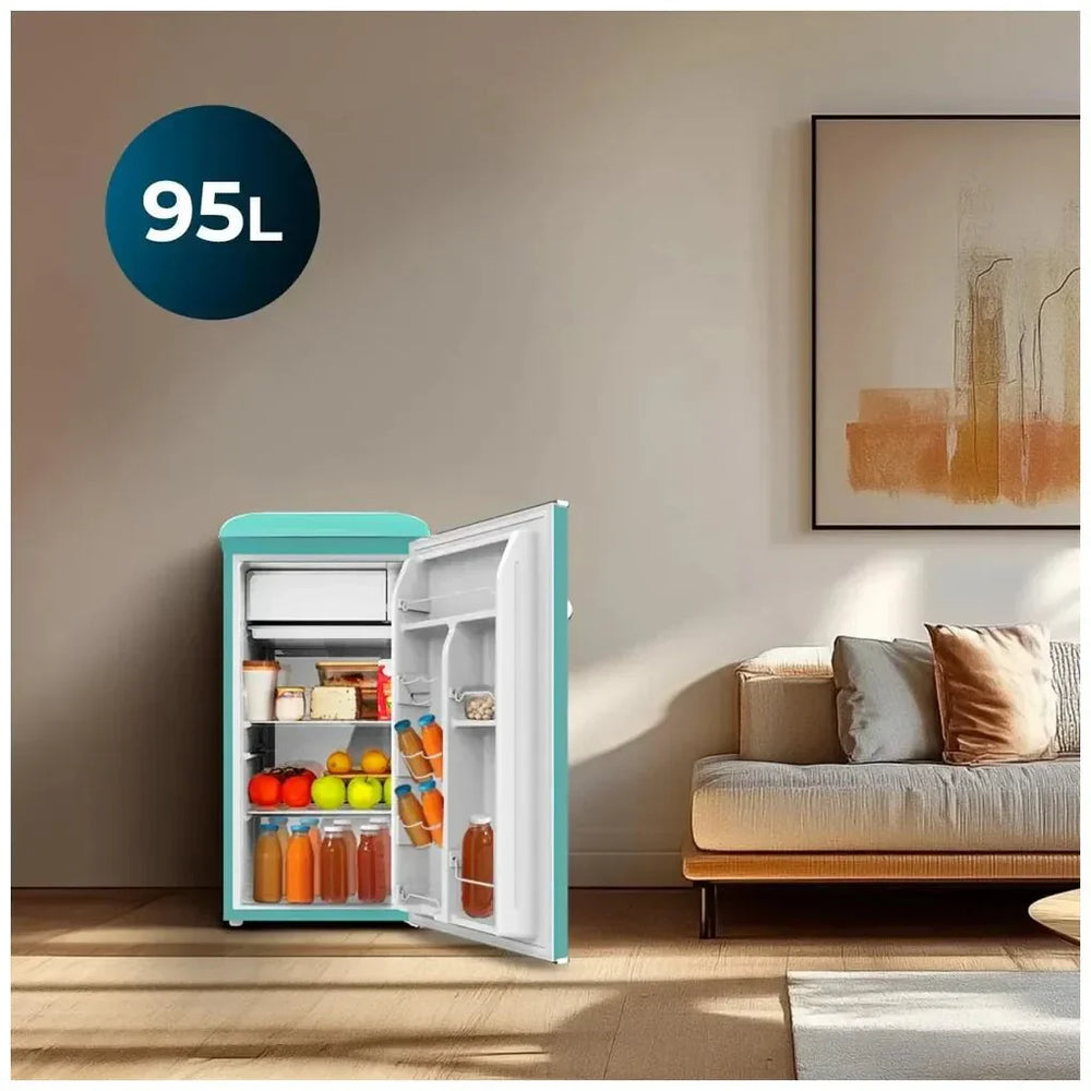 Mini Frigorífico Retro Verde 95L con Icebox y Clase Energética E de Cecotec