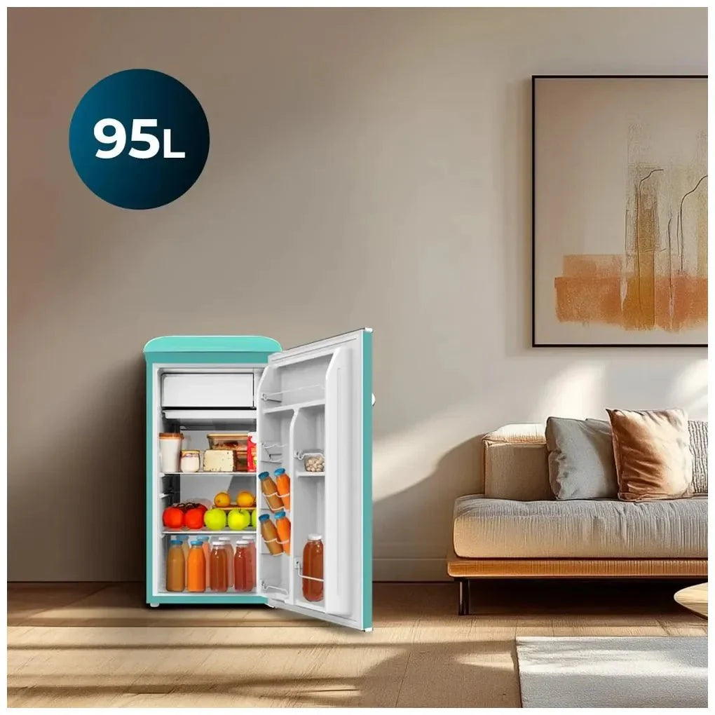 Mini Frigorífico Retro Verde 95L con Icebox y Clase Energética E de Cecotec