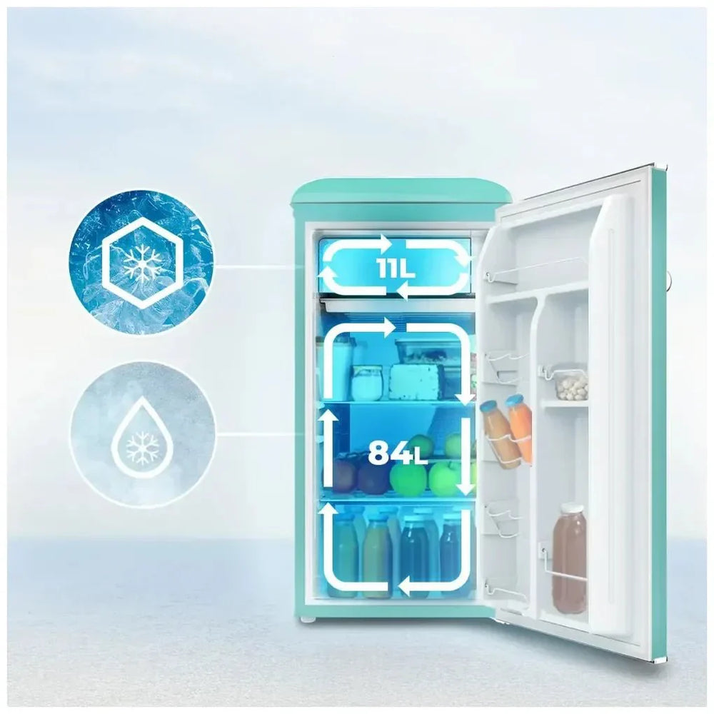 Mini Frigorífico Retro Verde 95L con Icebox y Clase Energética E de Cecotec