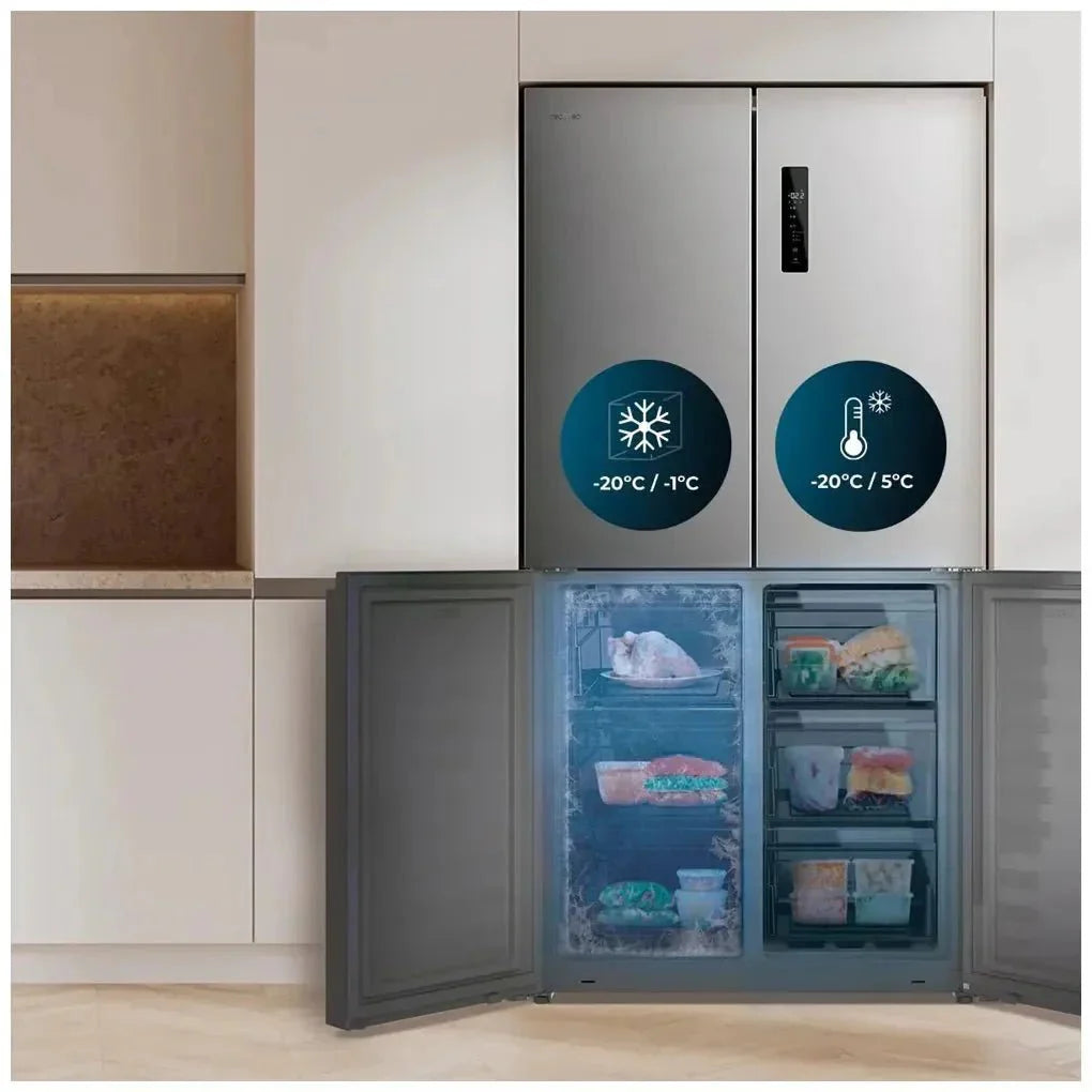 Frigorífico 4 Puertas Inoxidable 601L NoFrost con Motor Inverter y Función ECO de Cecotec