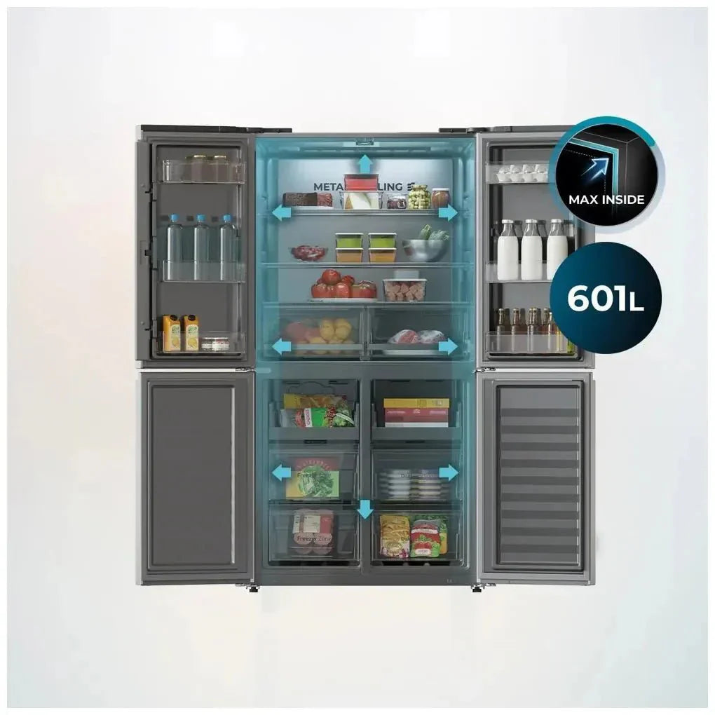 Frigorífico 4 Puertas Inoxidable 601L NoFrost con Motor Inverter y Función ECO de Cecotec