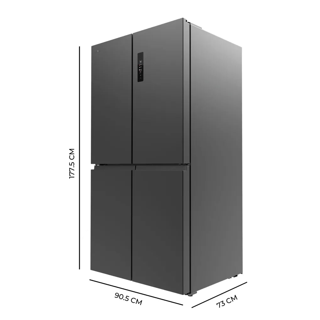 Frigorífico 4 Puertas 601L NoFrost Inoxidable Oscuro con Motor Inverter Plus de Cecotec