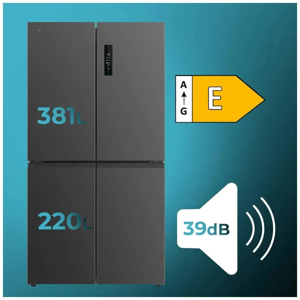 Frigorífico 4 Puertas 601L NoFrost Inoxidable Oscuro con Motor Inverter Plus de Cecotec