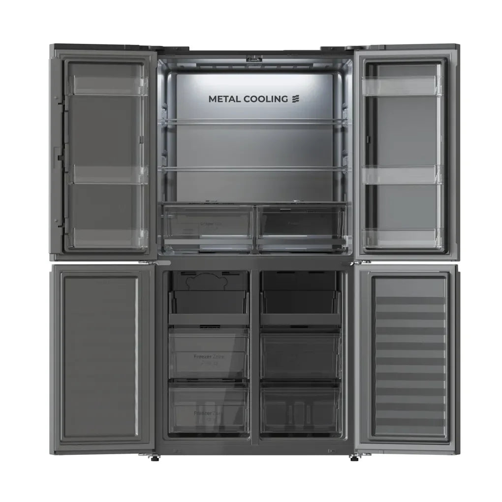Frigorífico 4 Puertas 601L NoFrost Inoxidable Oscuro con Motor Inverter Plus de Cecotec