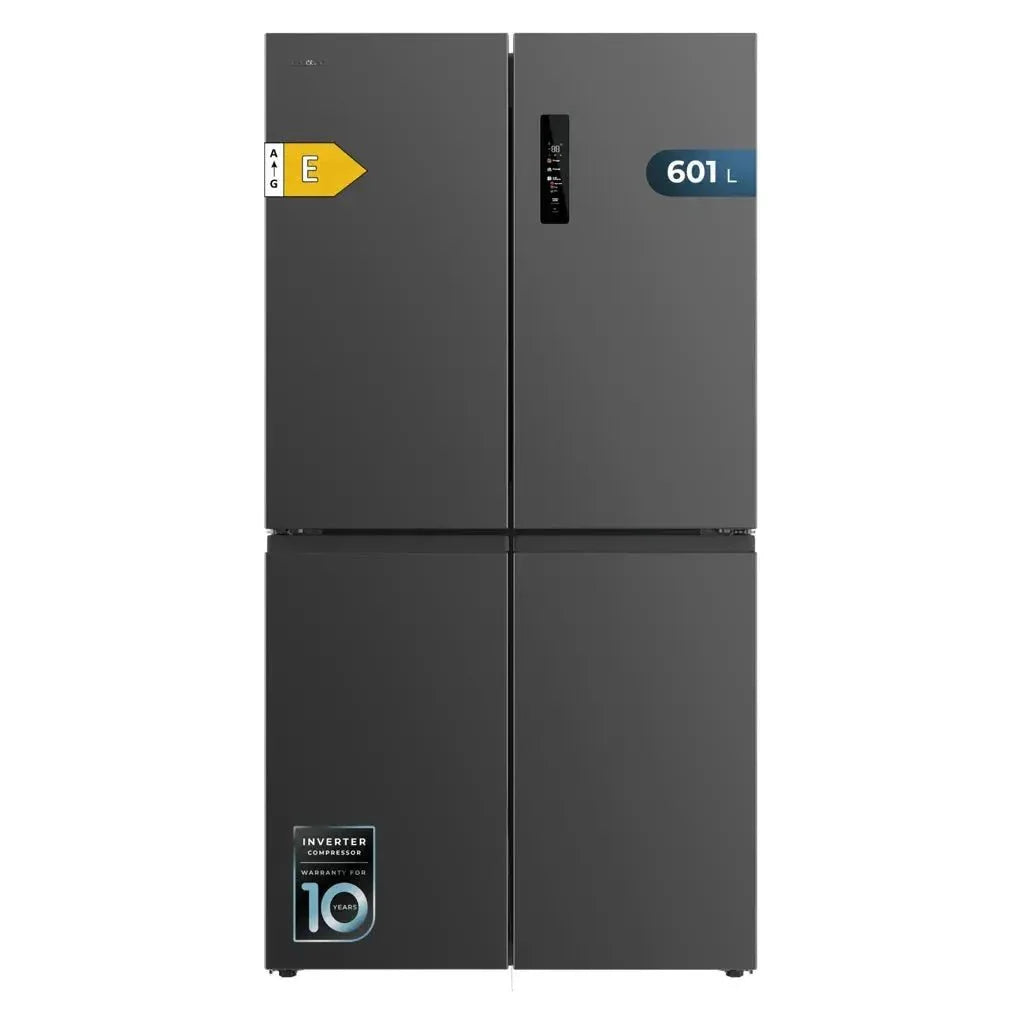 Frigorífico 4 Puertas 601L NoFrost Inoxidable Oscuro con Motor Inverter Plus de Cecotec
