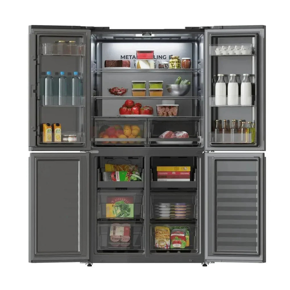 Frigorífico 4 Puertas 601L NoFrost Inoxidable Oscuro con Motor Inverter Plus de Cecotec