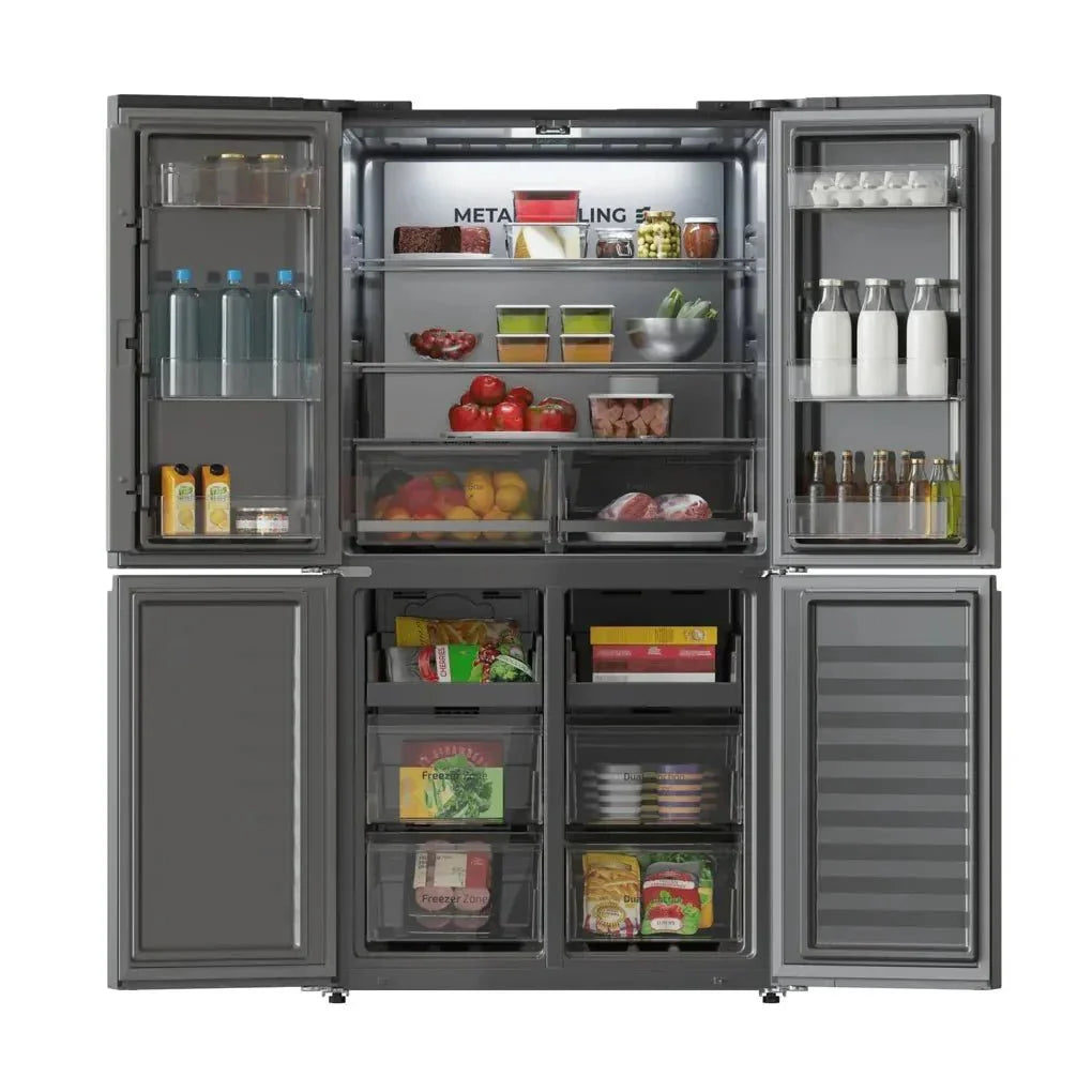 Frigorífico 4 Puertas 601L NoFrost Inoxidable Oscuro con Motor Inverter Plus de Cecotec