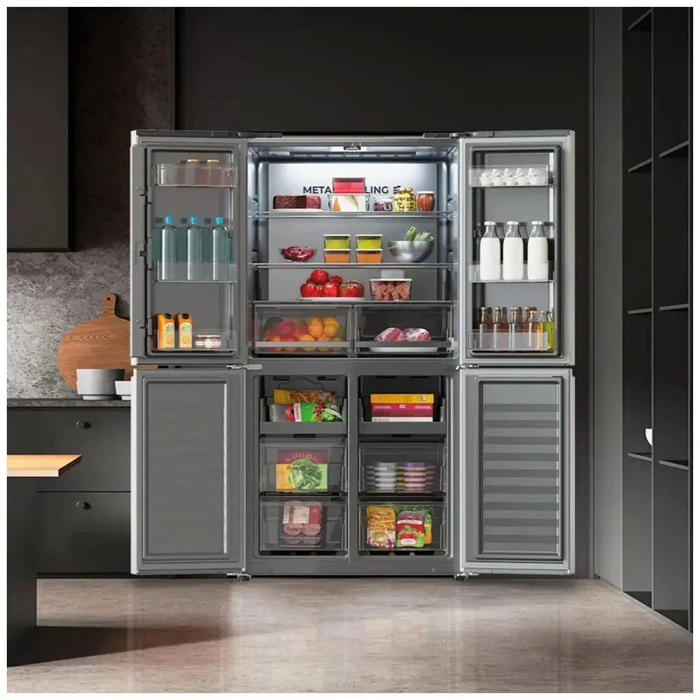 Frigorífico 4 Puertas 601L NoFrost Inoxidable Oscuro con Motor Inverter Plus de Cecotec
